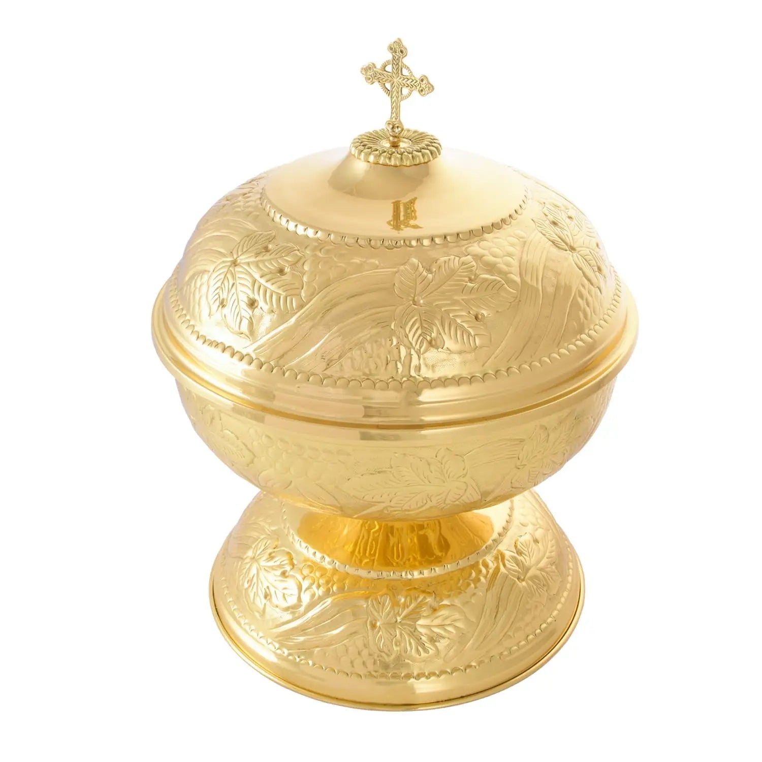Brass Baptismal Font with Vine Ornament