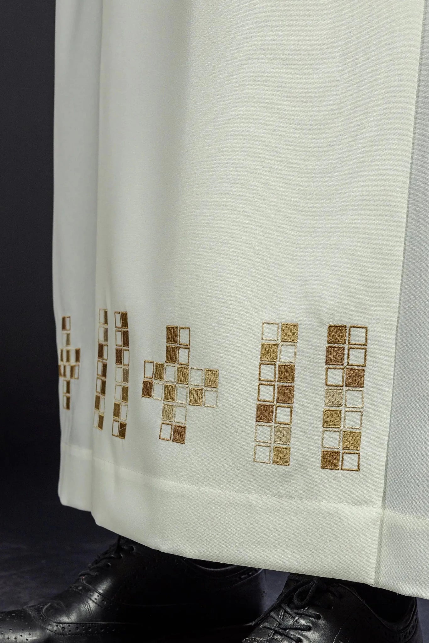 Alba with embroidered mosaic Crosses ecru