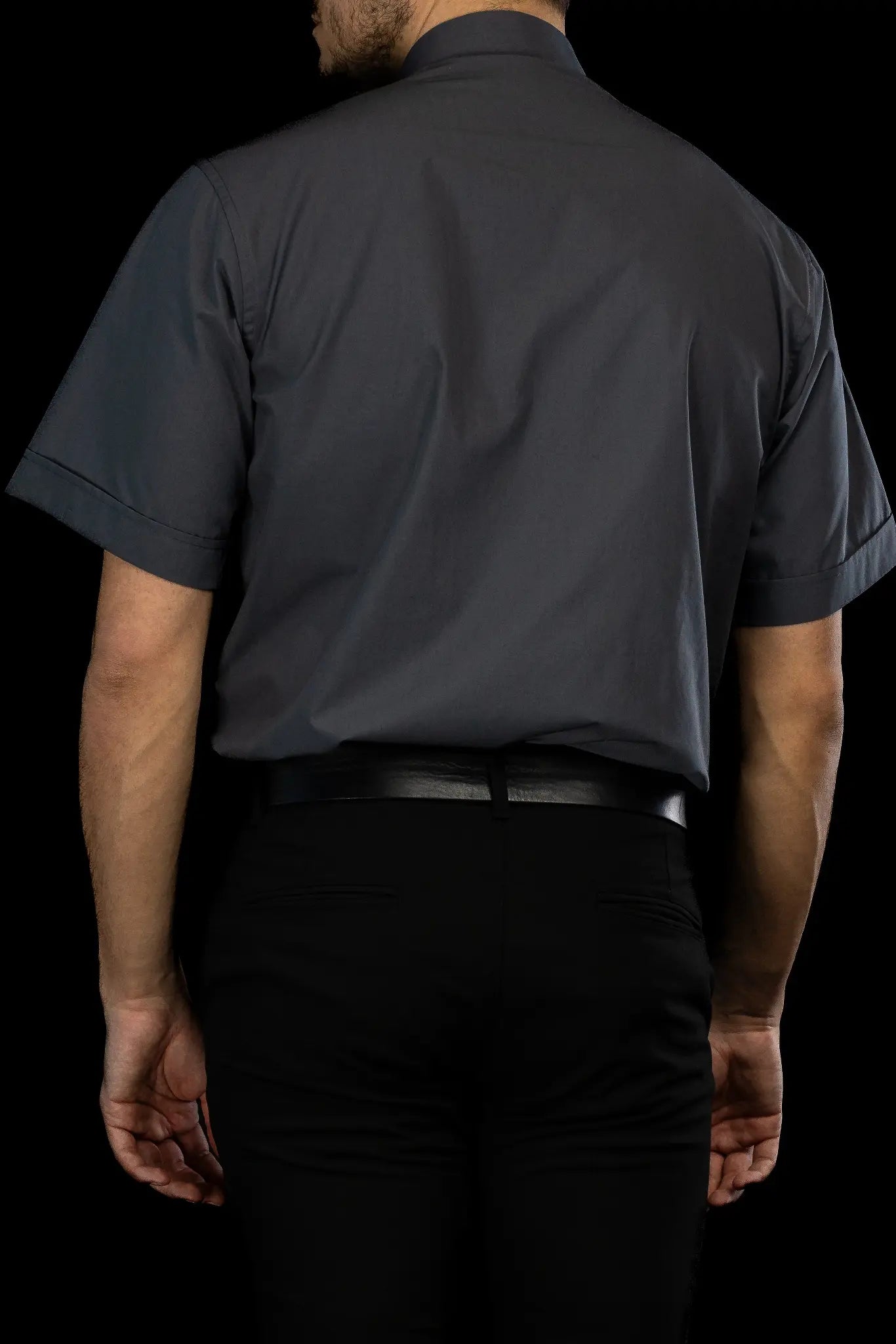 Clergy Shirt Dark Gray Short Sleeve with Collar Tab
