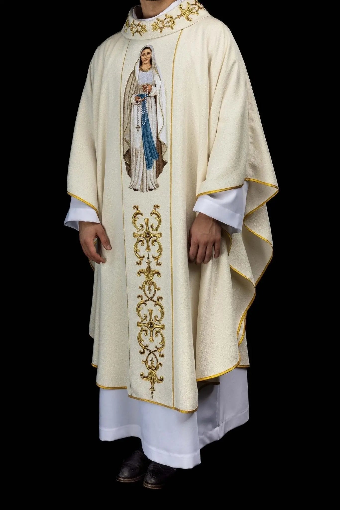 Richly Embroidered Chasuble with Our Lady of the Rosary