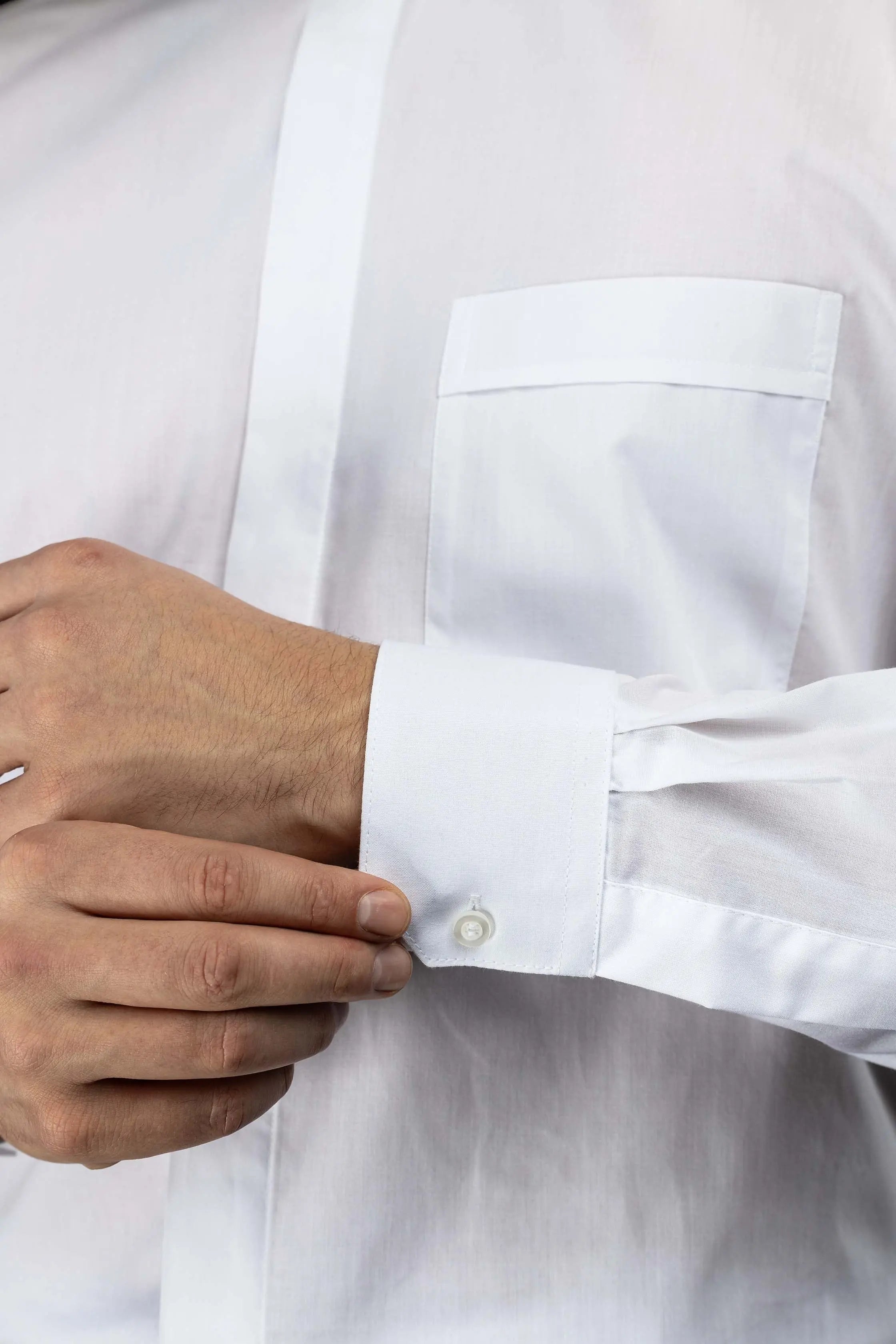 Roman Clergy Shirt White Long Sleeve with Collar Tab