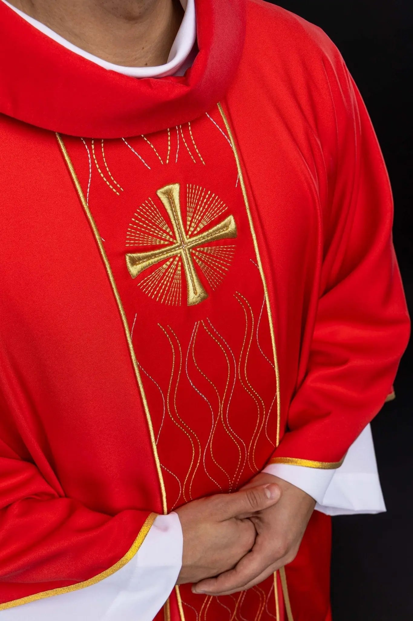 Red Embroidered Chasuble with Cross