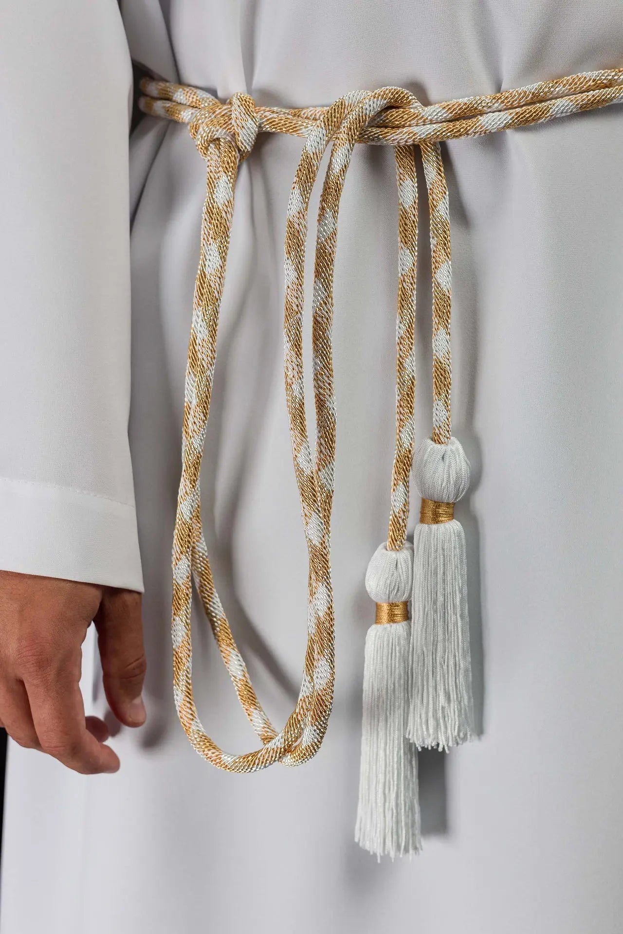 Premium White-Gold Liturgical Cincture