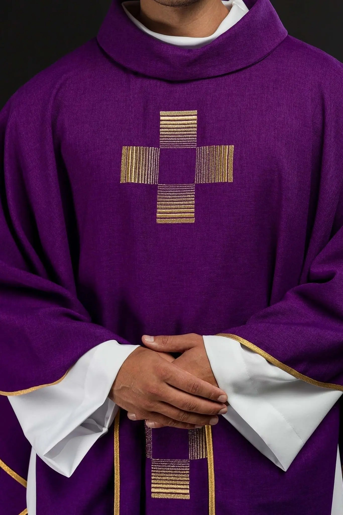 Chasuble with embroidered Crosses in purple