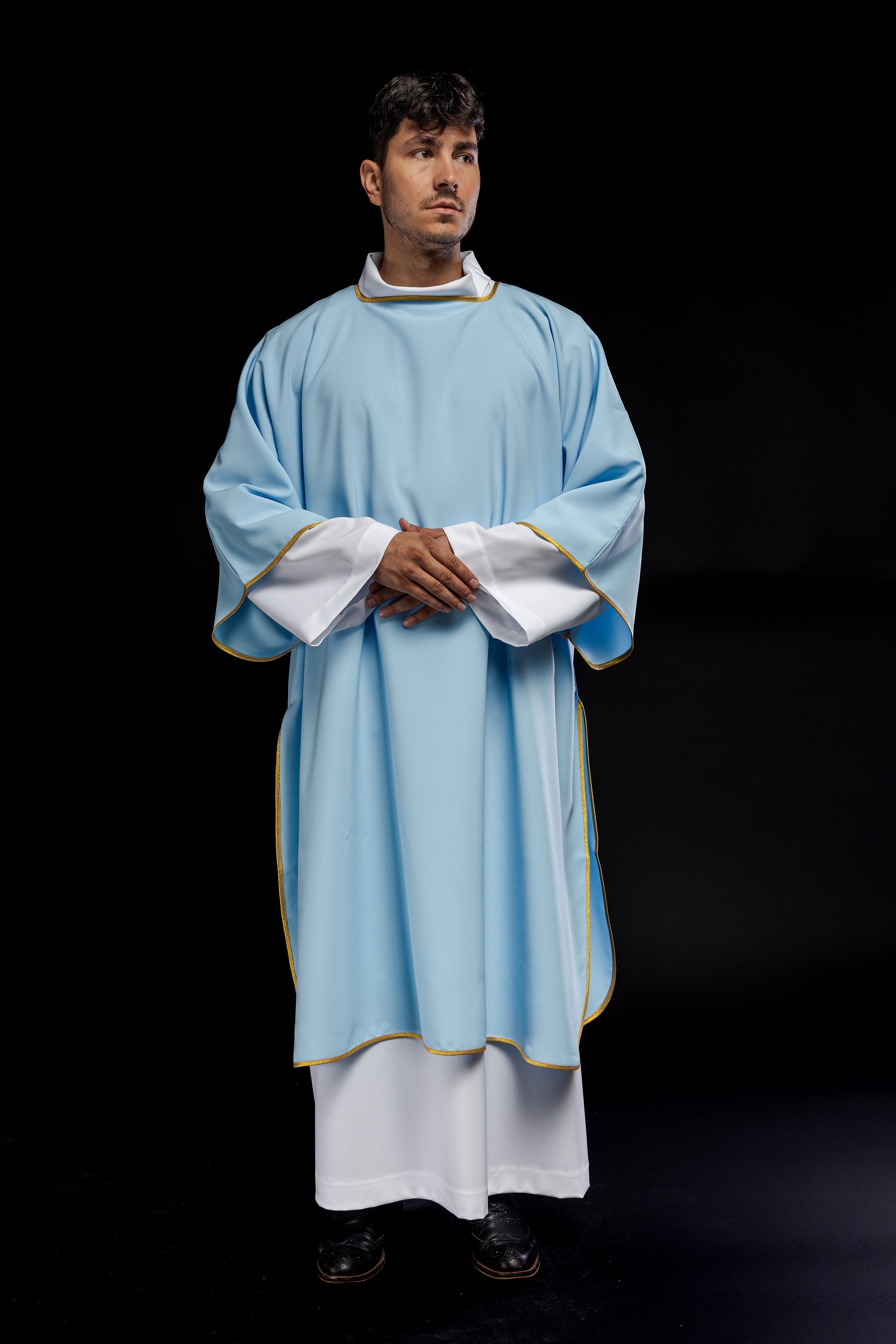 Smooth dalmatics with gold trim blue