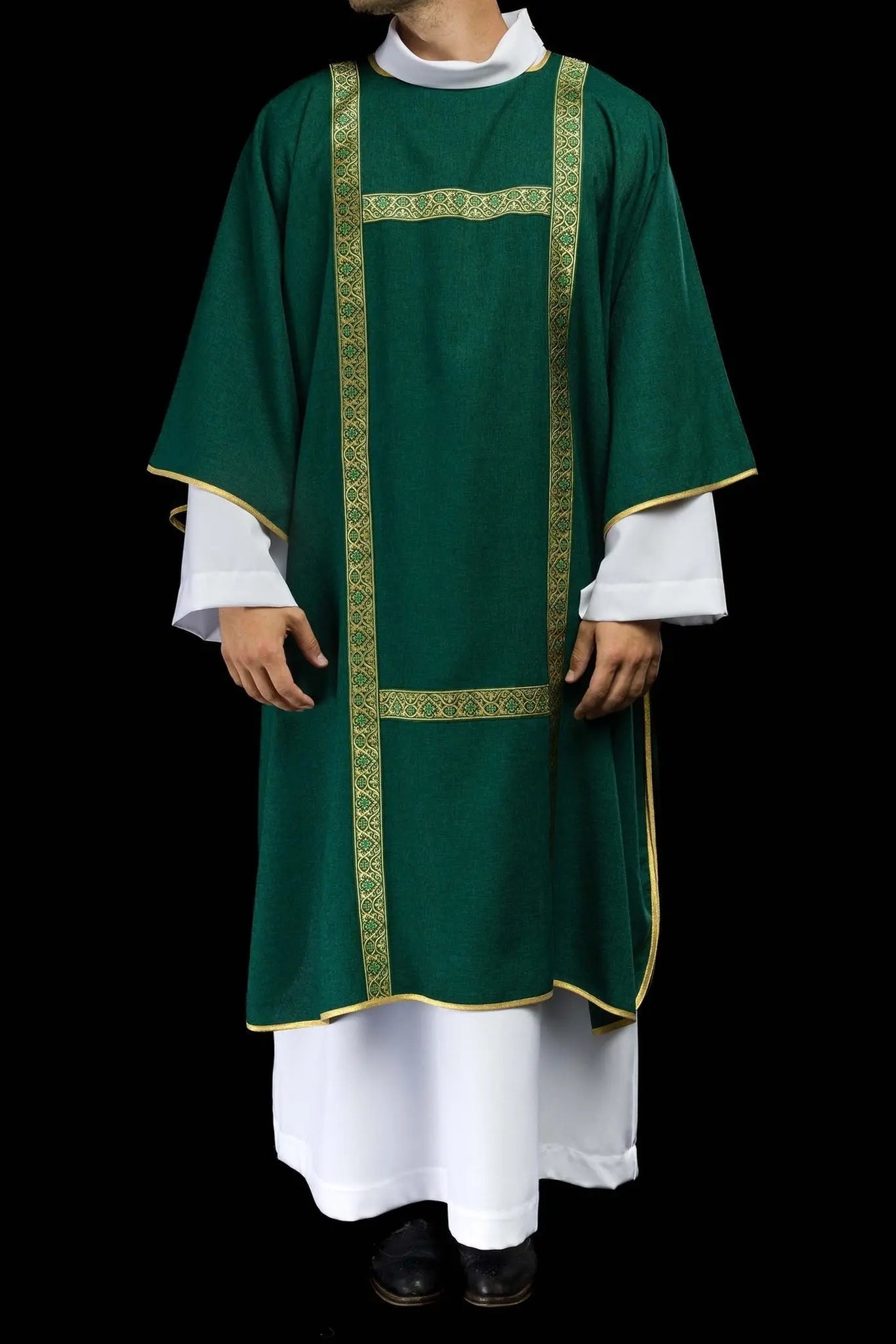 Green Dalmatic Decorated with Gold Jacquard Ribbons