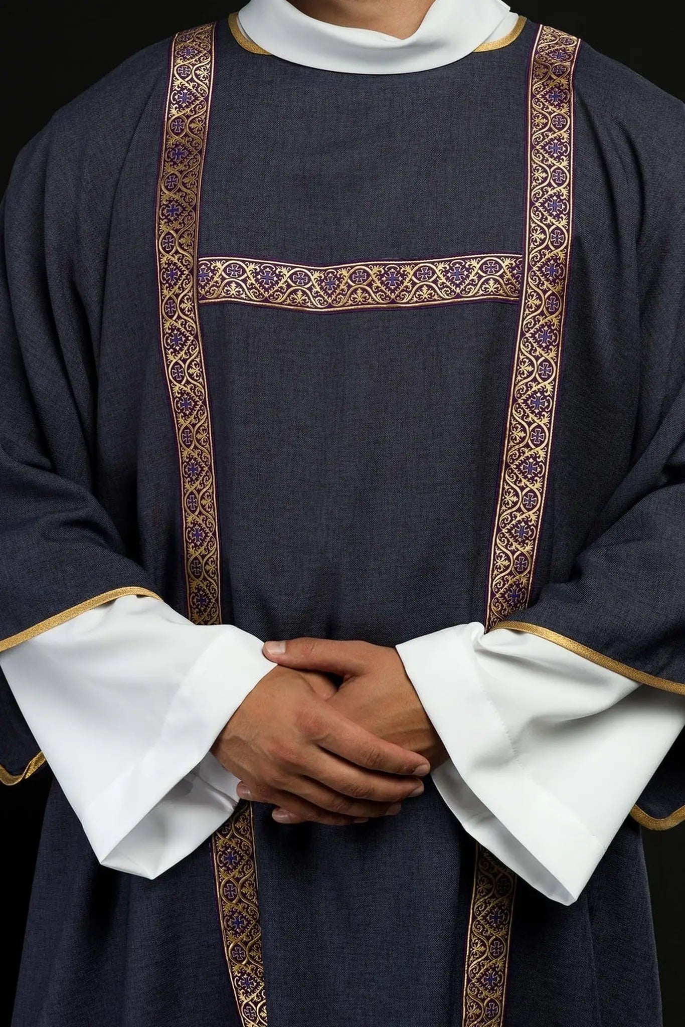 Purple Dalmatic Decorated with Gold Jacquard Ribbons