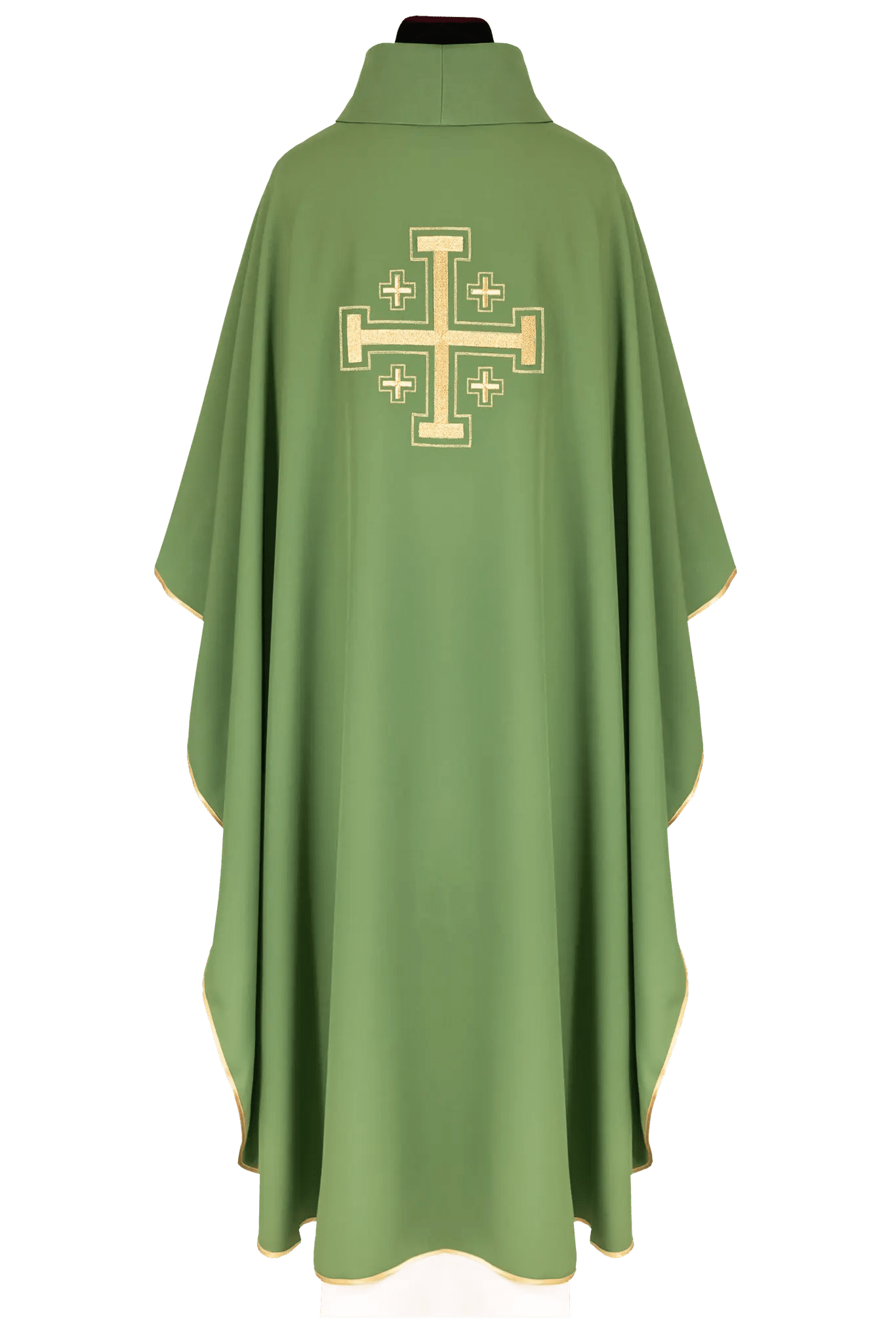 Green chasuble embroidered with cross motif