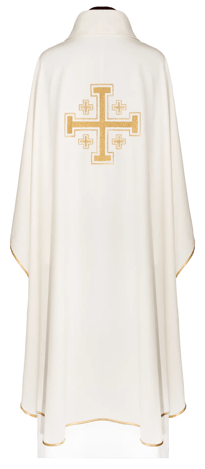 Ecru chasuble embroidered with a cross motif