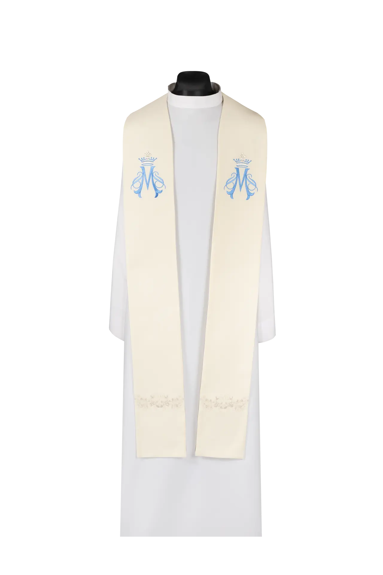 Embroidered Marian stole ecru