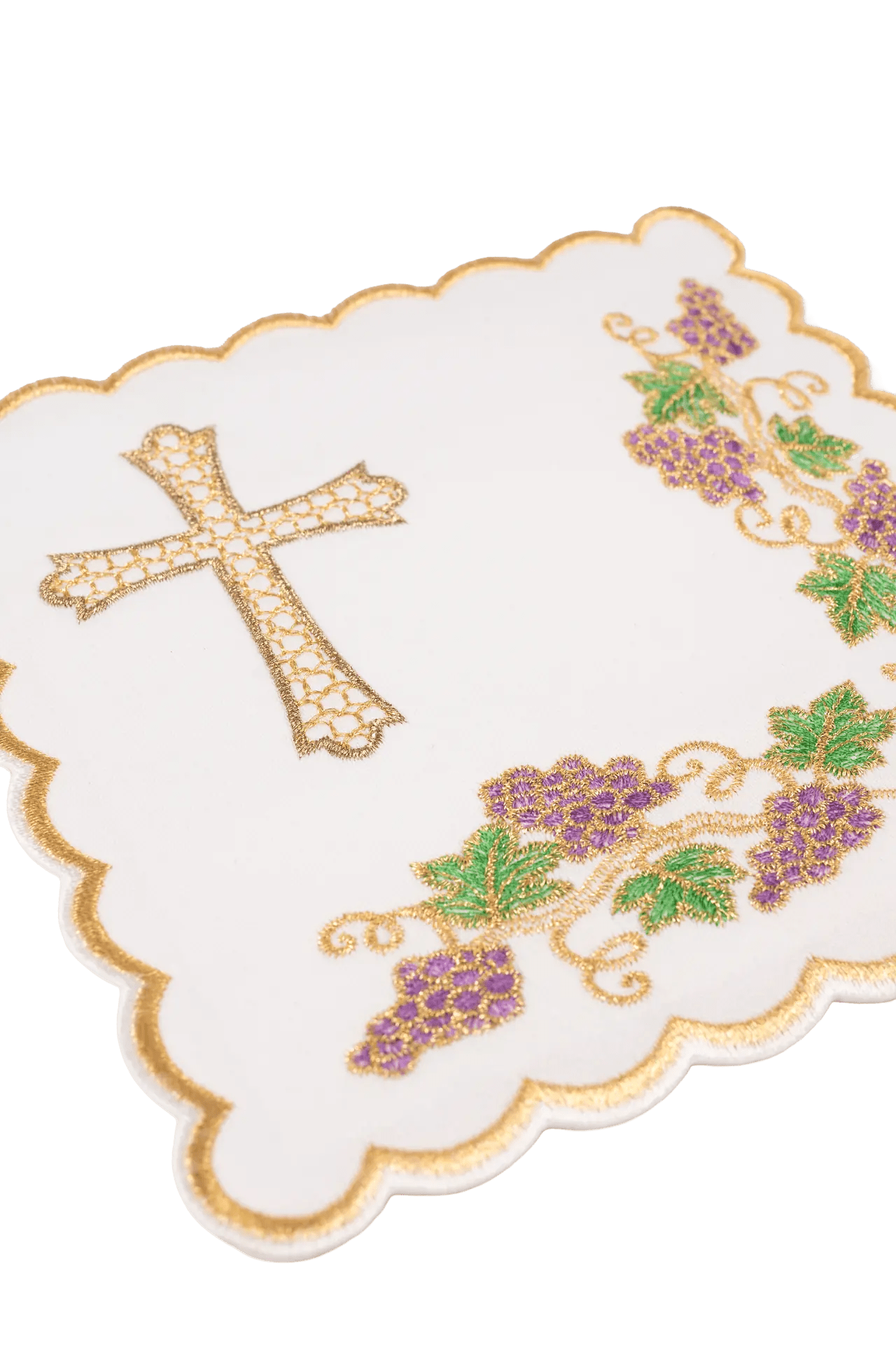 Chalice linens set with vine and cross motif
