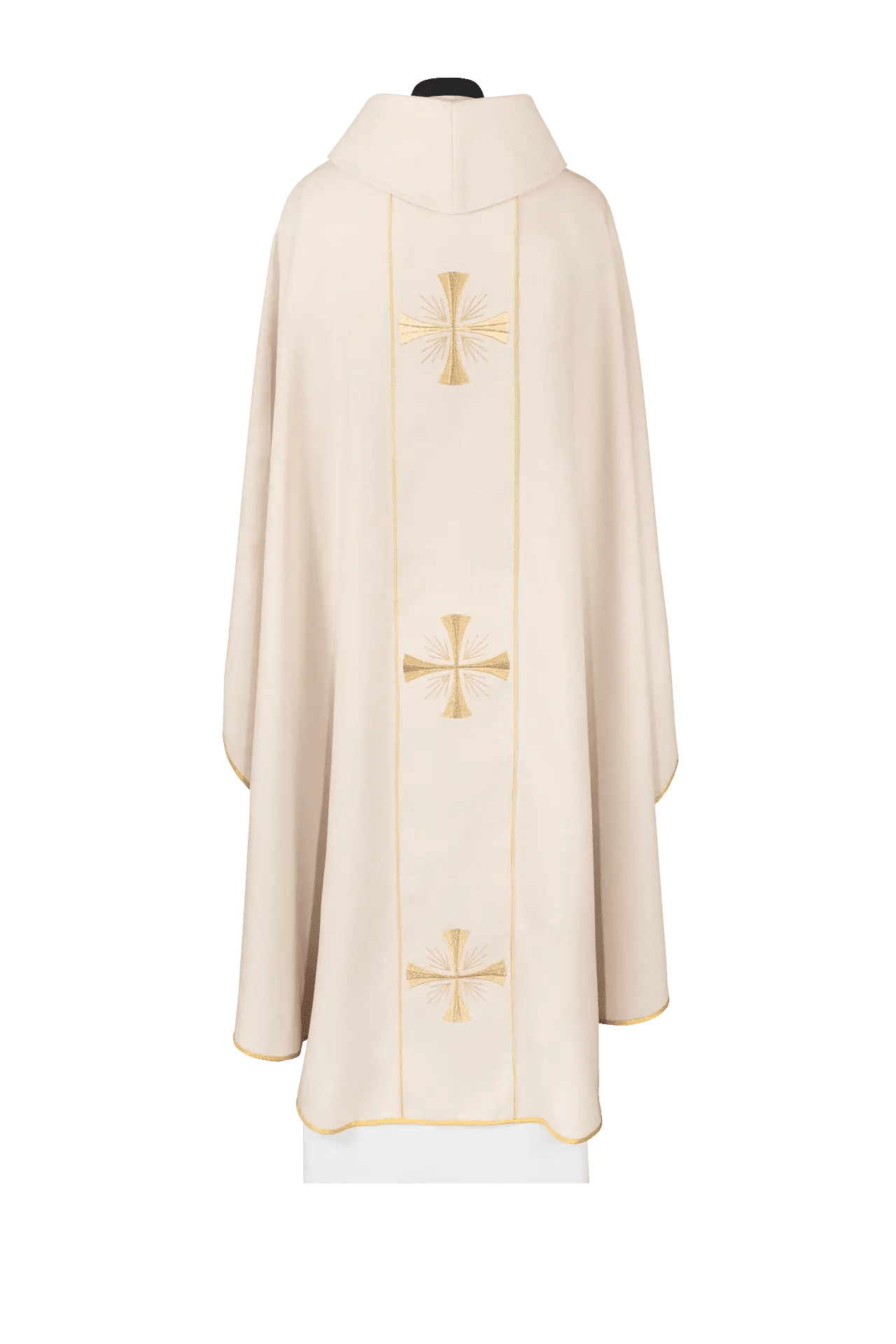 Chasuble with an ecru band and embroidered crosses