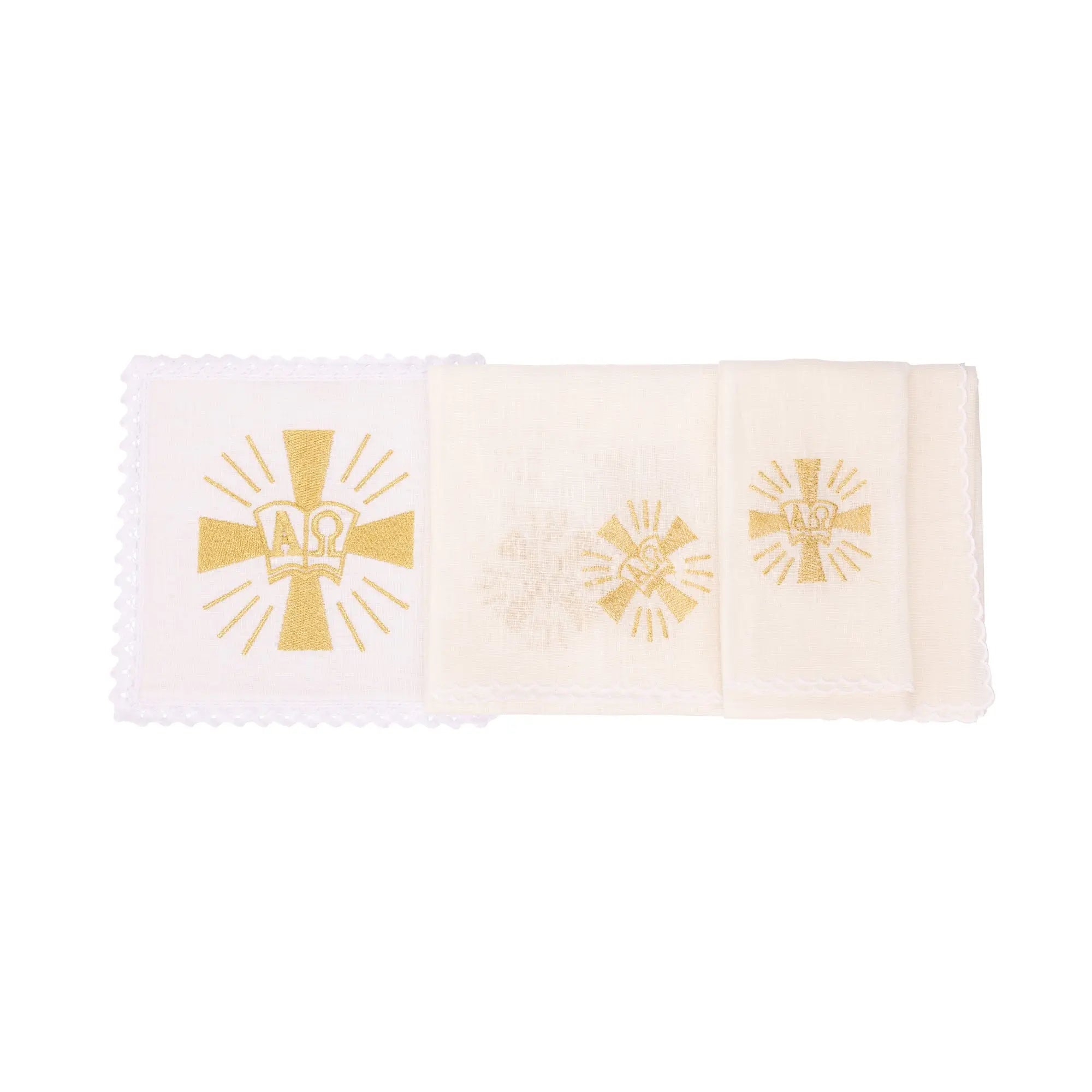 Linen chalice linen with embroidery of the Cross and Alpha Omega