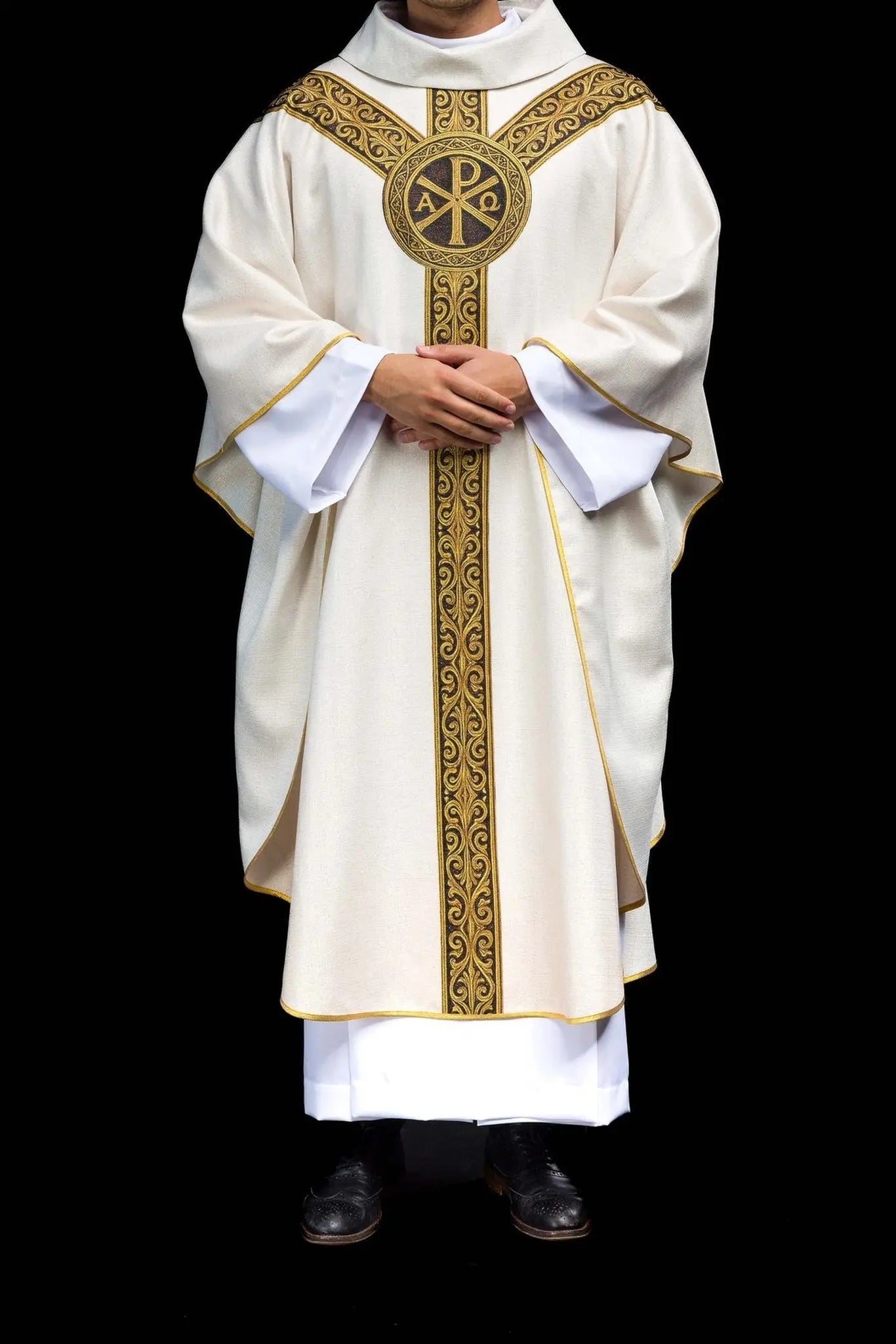 Printed “Pax” Chasuble Ecru with Rich Gold Decoration