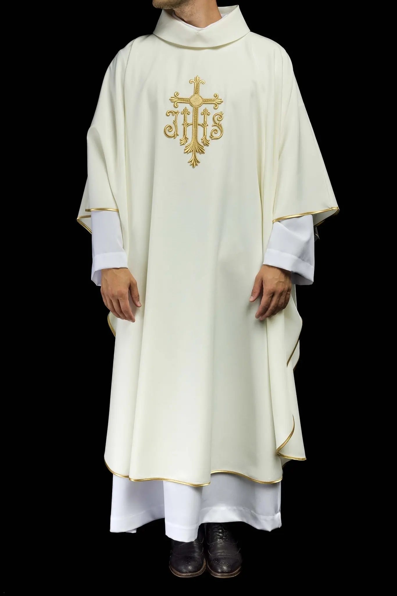 Embroidered ecru cross chasuble