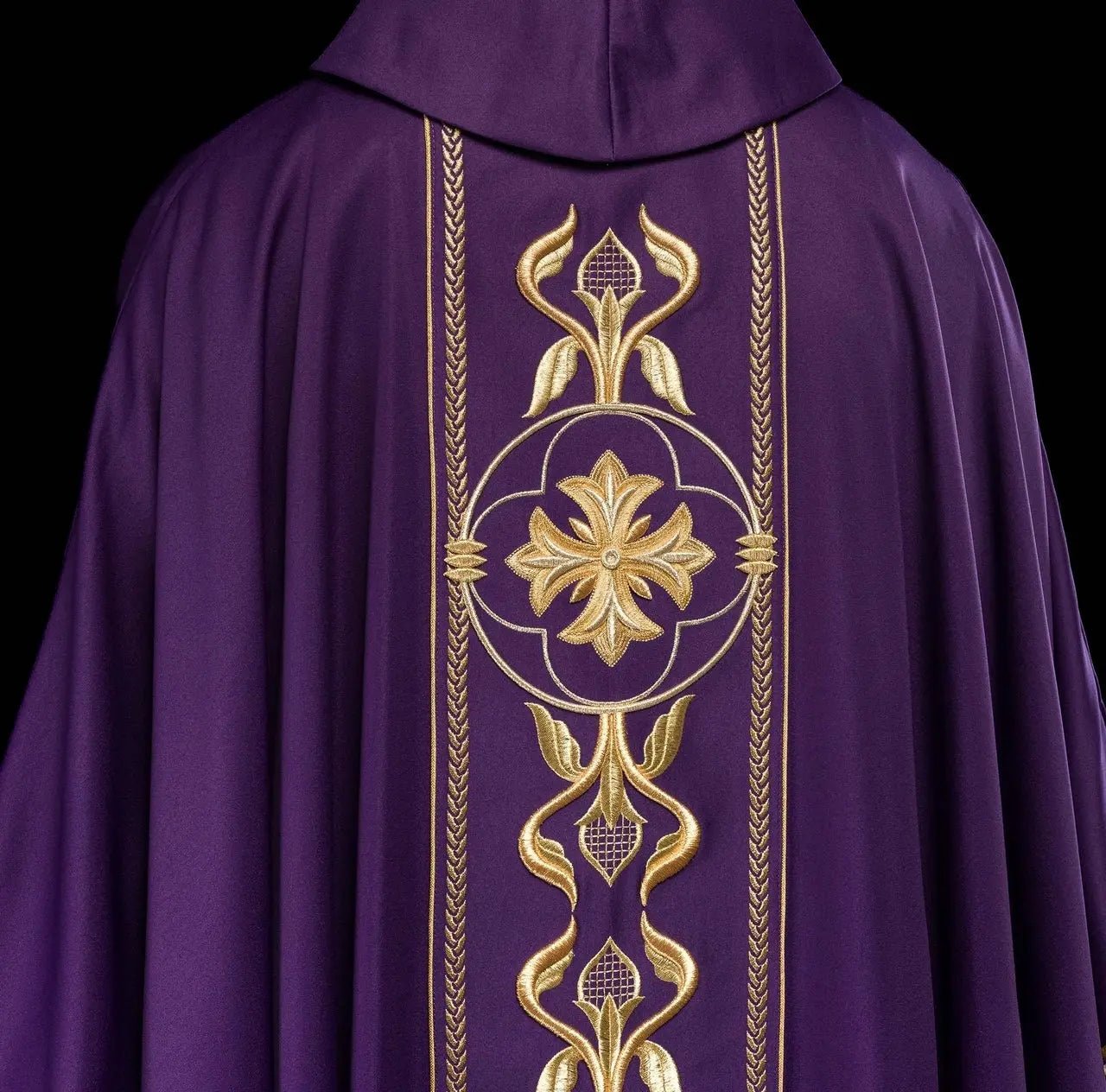 Embroidered Purple Chasuble with Decorative Band