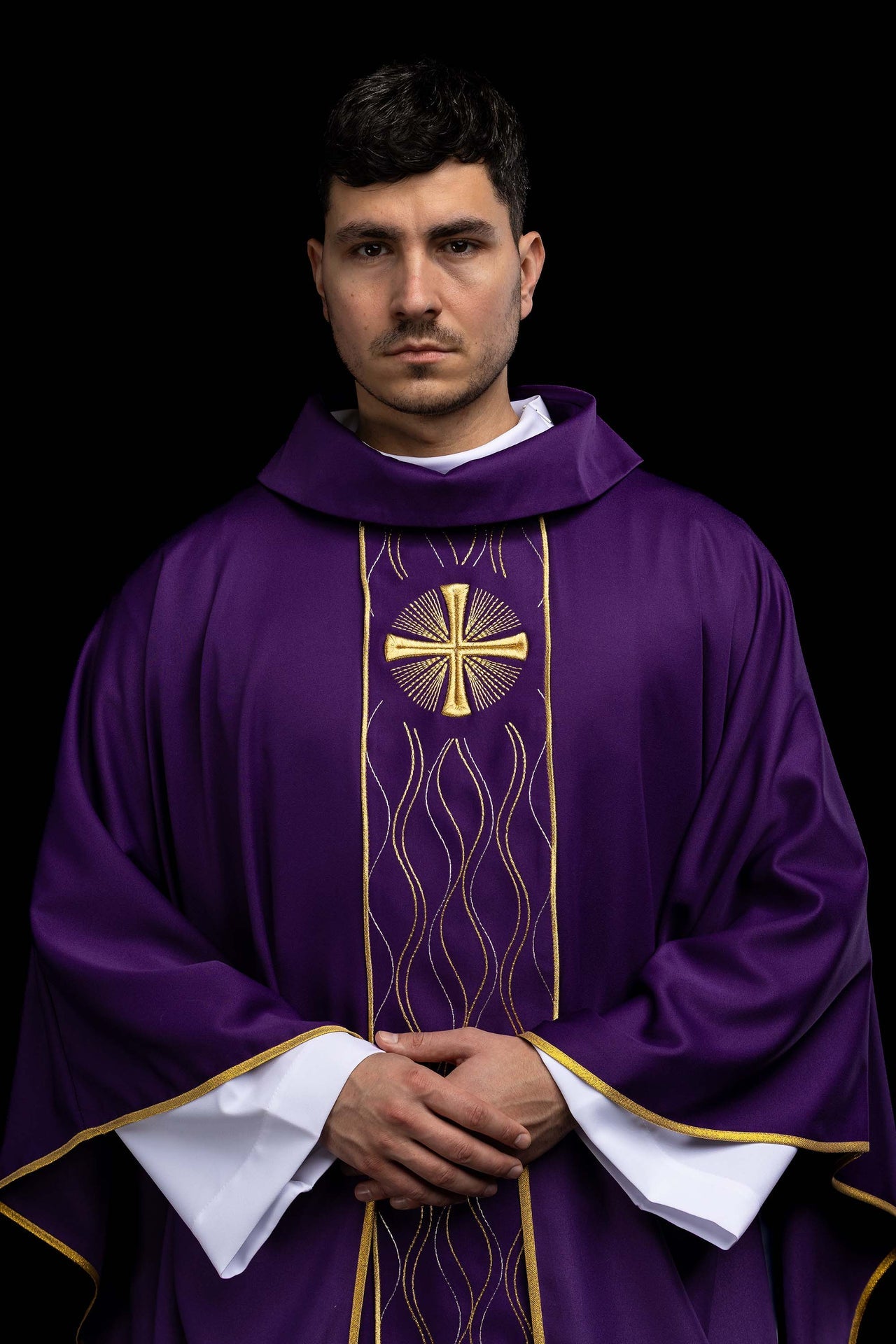 Ornat haftowany Krzyż fioletowy - ORNATY.PL