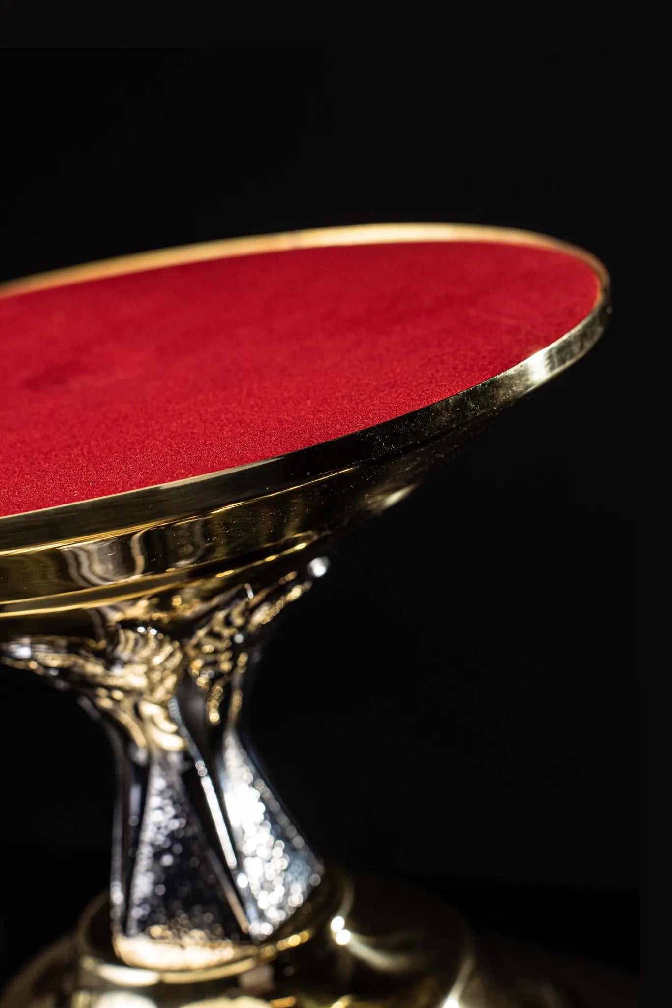 Handmade gold-plated brass monstrance throne with angel motif and red lining