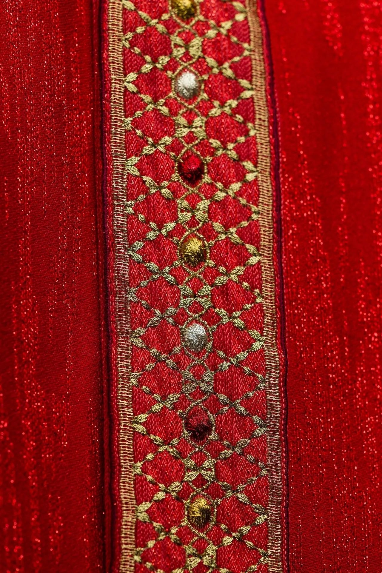 Red Chasuble with Embroidered Belt and Collar