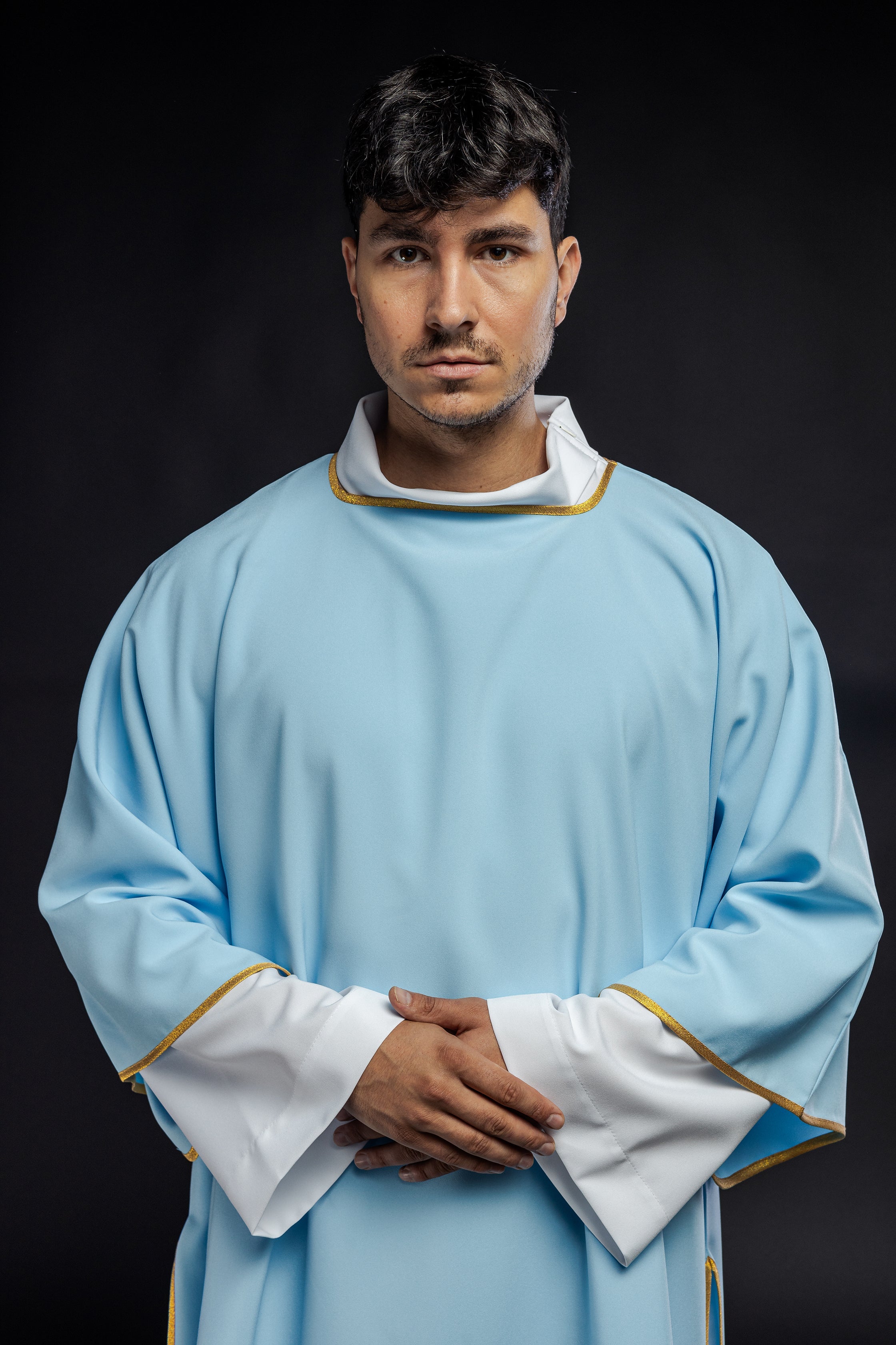 Smooth dalmatics with gold trim blue