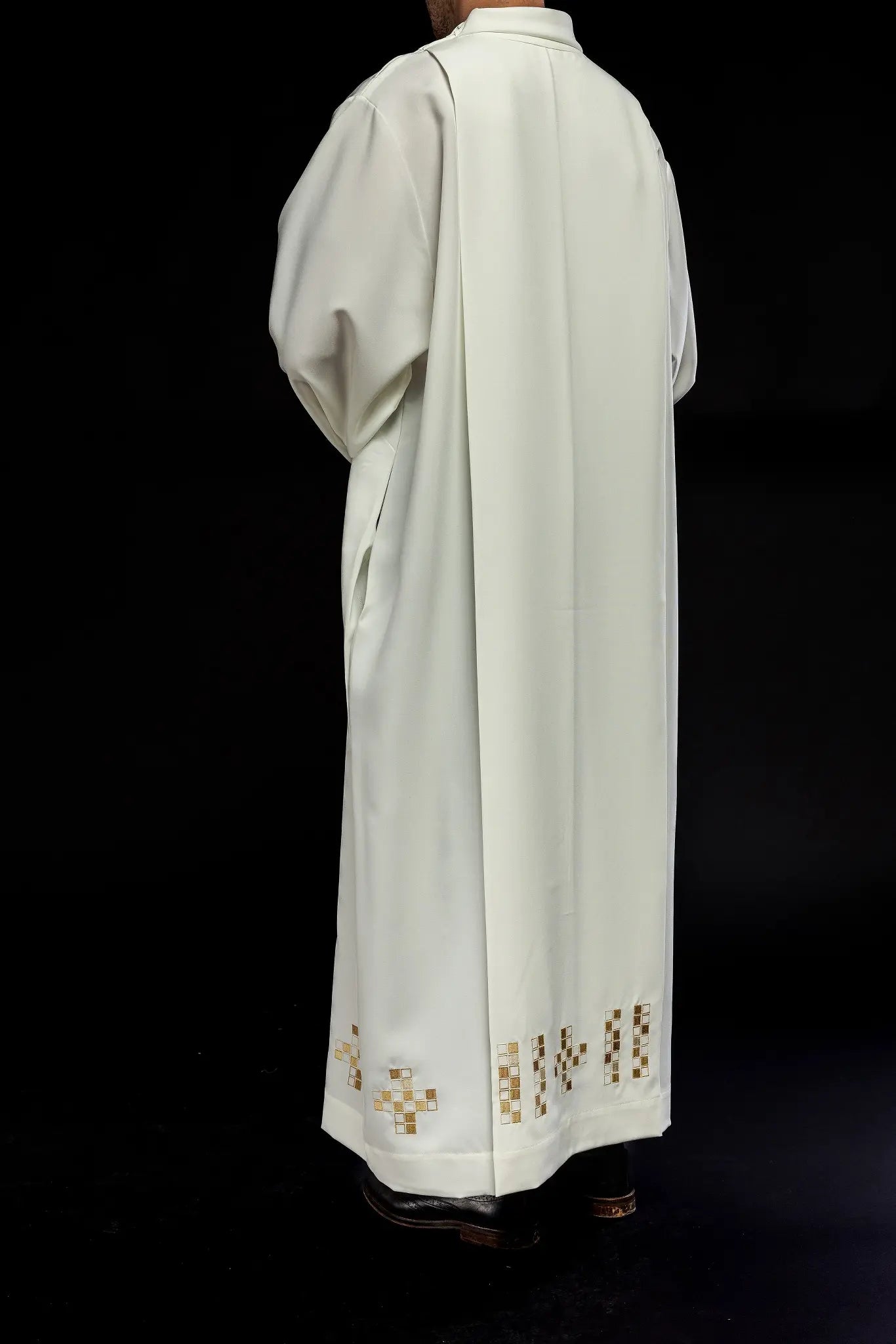Alba with embroidered mosaic Crosses ecru