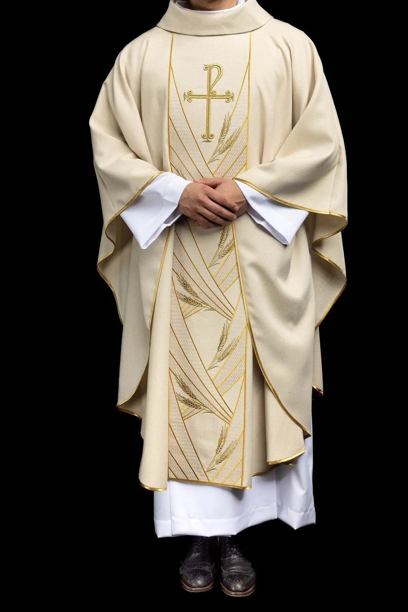 Ecru Chasuble with Embroidered PAX Band