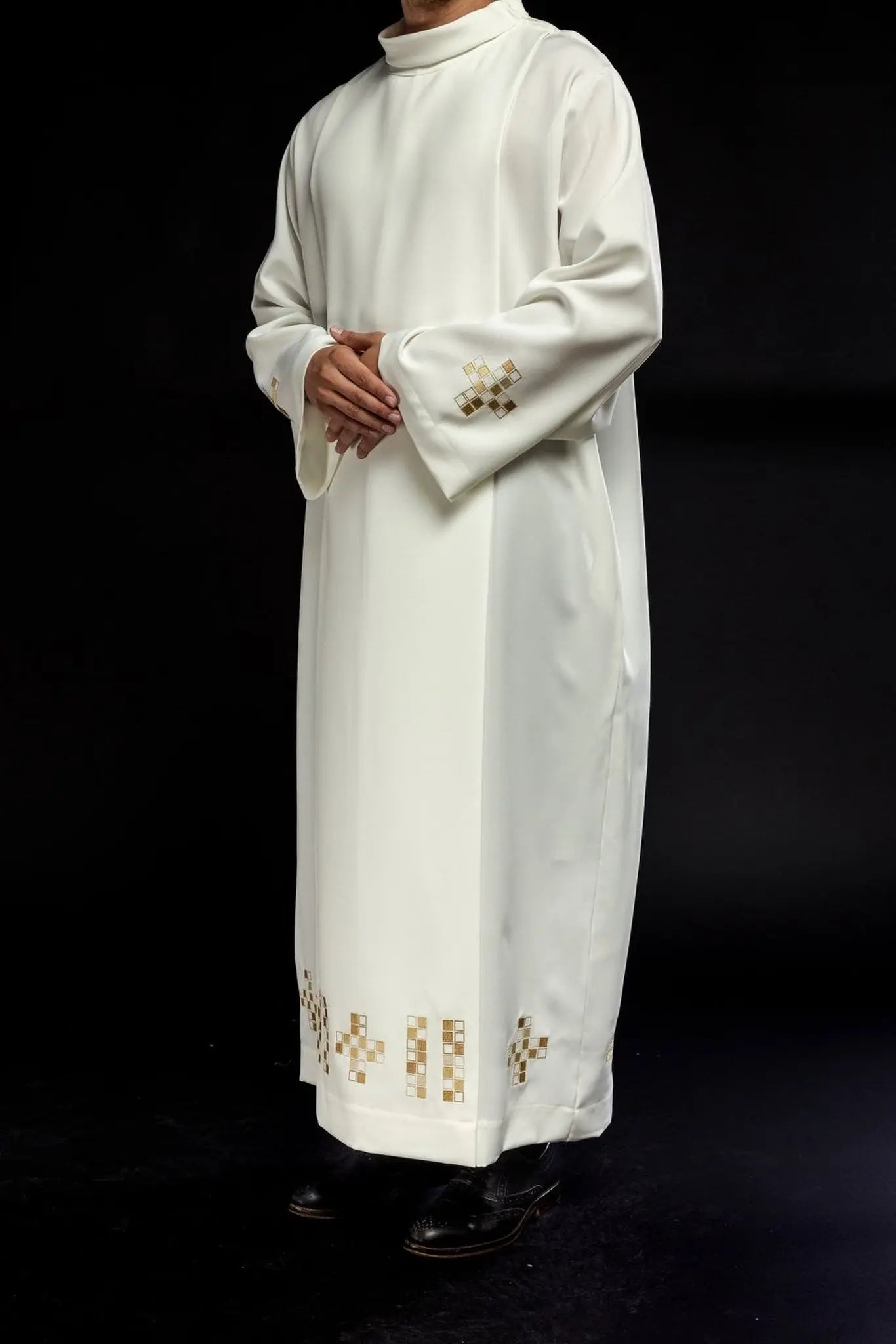 Alba with embroidered mosaic Crosses ecru