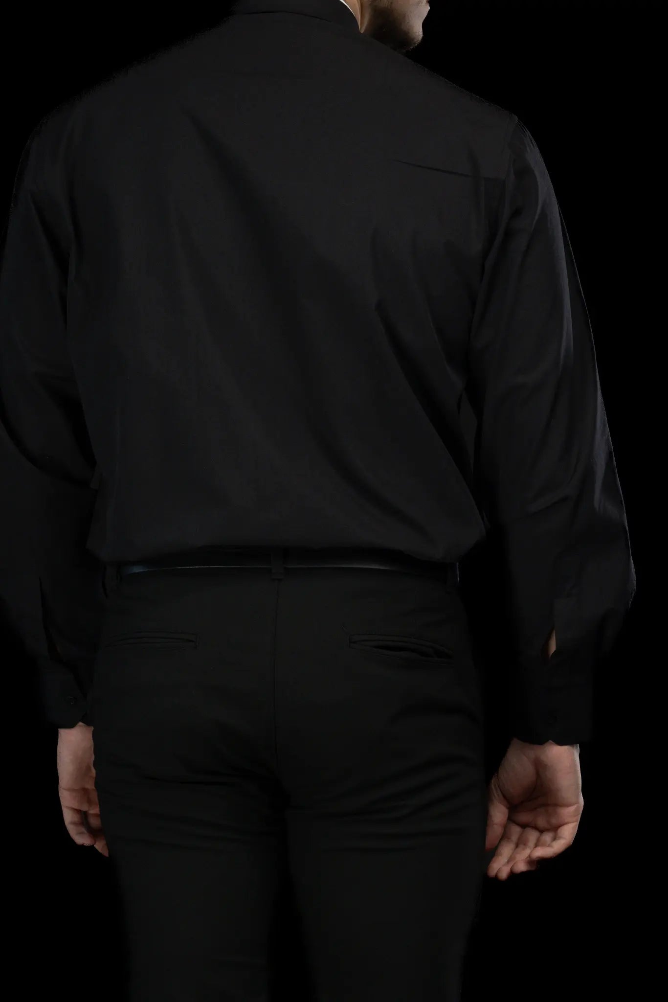 Roman Clergy Shirt Black Long Sleeve with Collar Tab