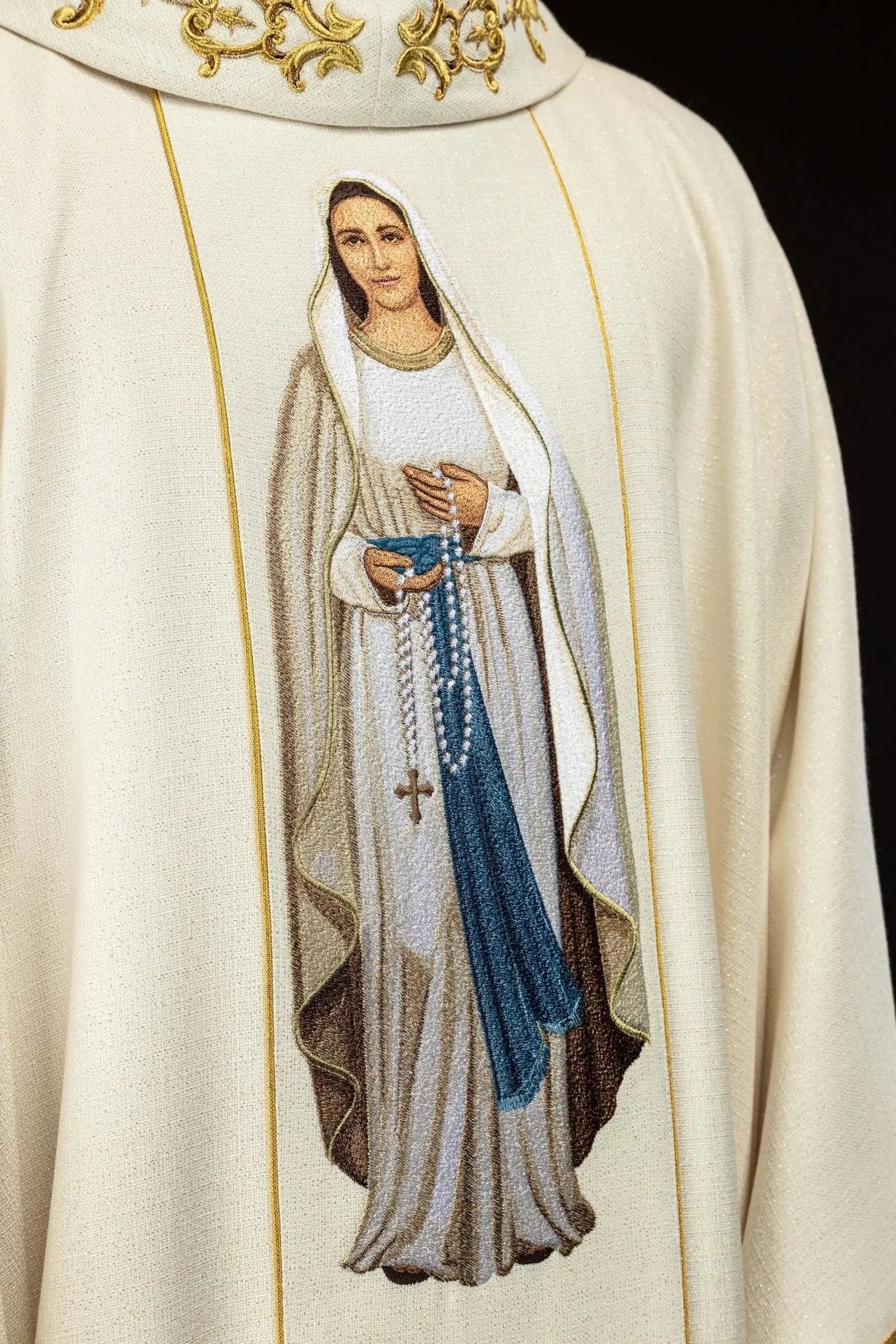 Richly Embroidered Chasuble with Our Lady of the Rosary