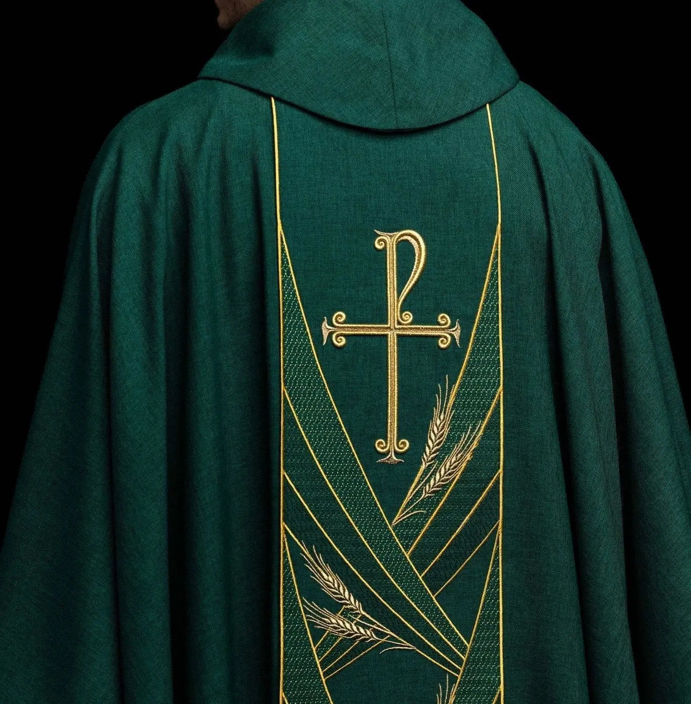 Green Chasuble with Embroidered PAX Band