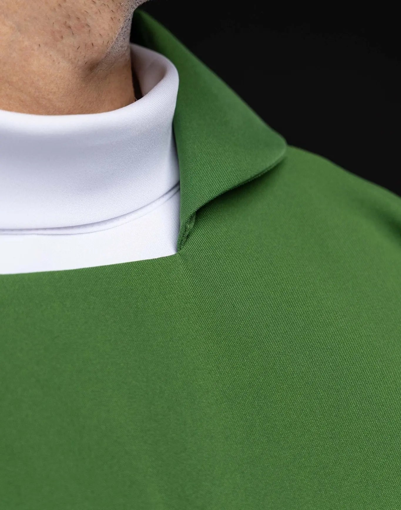 Green Embroidered Chasuble with Ornamental Cross and Wide Collar
