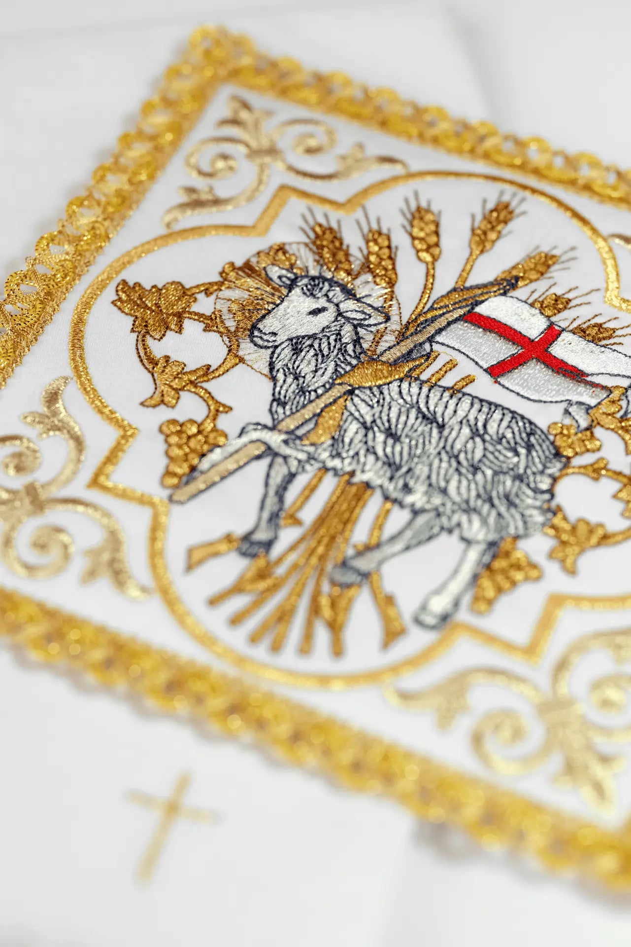 Easter Embroidered Chalice Linen Set with the Lamb of God
