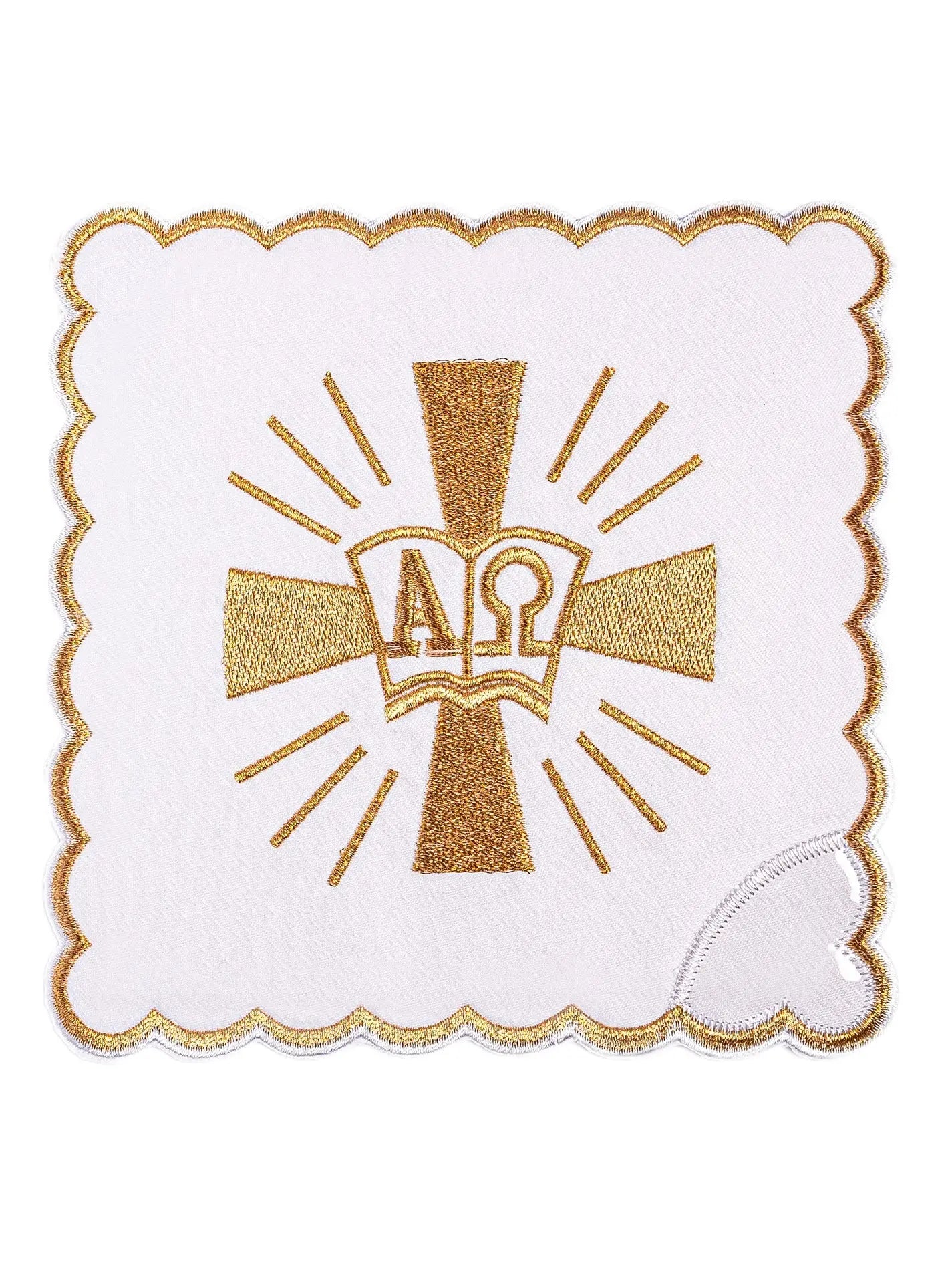 Chalice linen Cross and Alpha Omega