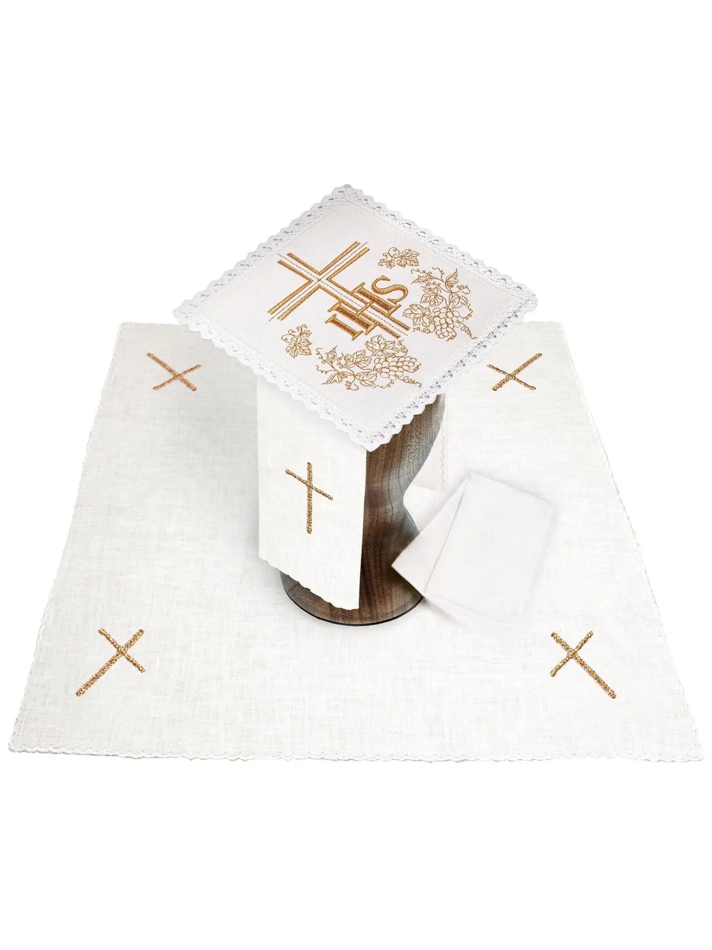 Linen chalice linen embroidered with cross and IHS
