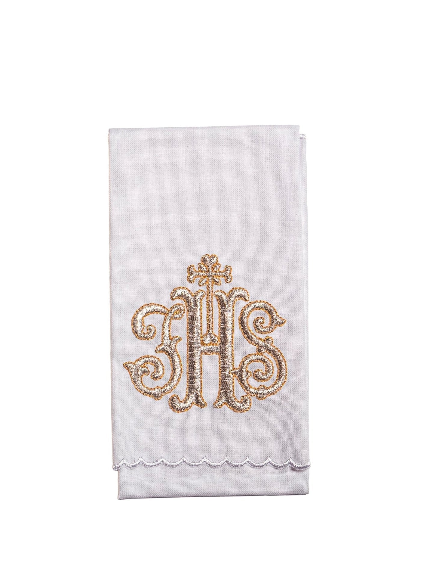 Bielizna kielichowa z złotym haftem IHS