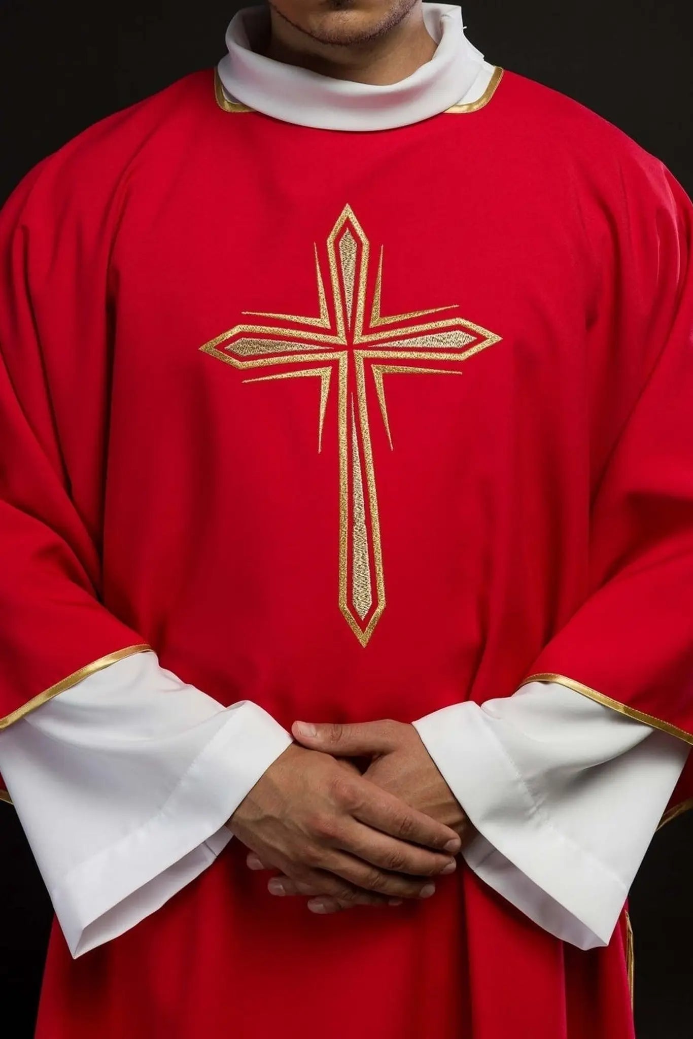 Red Dalmatic with Embroidered Gold Cross