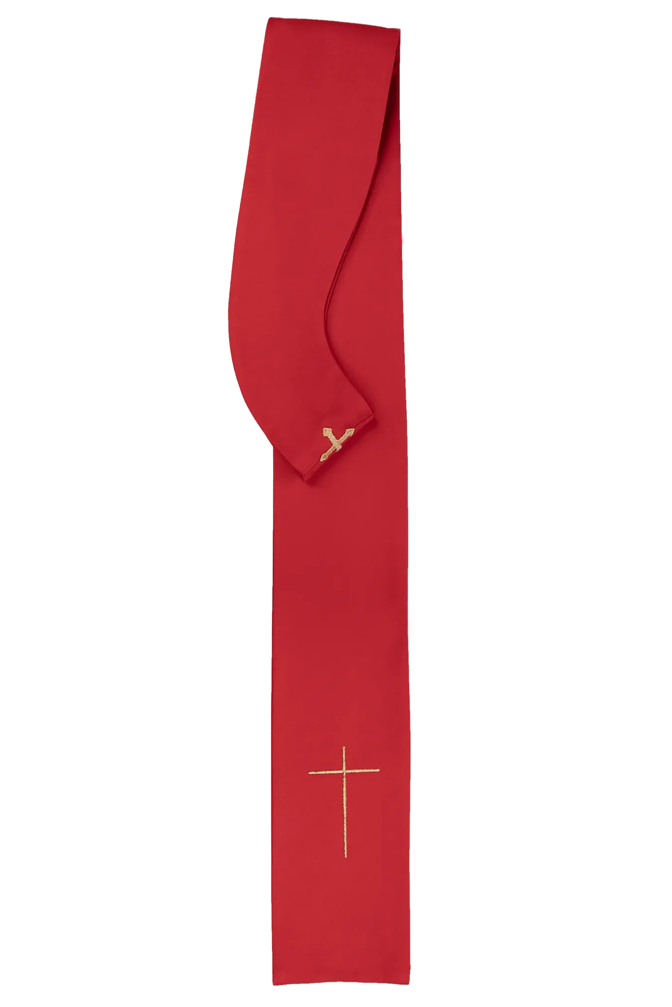 Red chasuble embroidered in minimalist design
