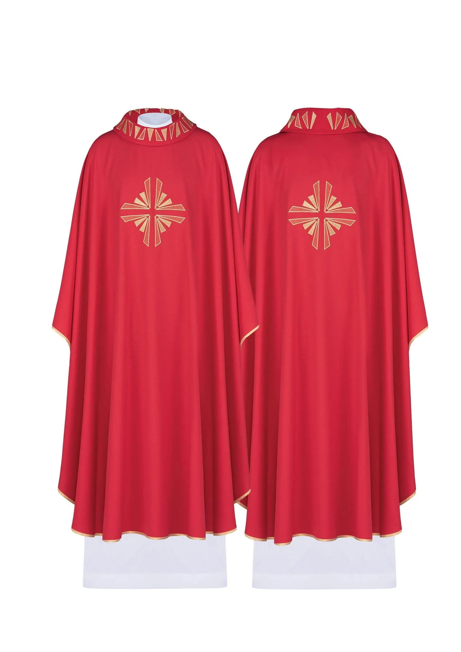 Red chasuble with gold decorations