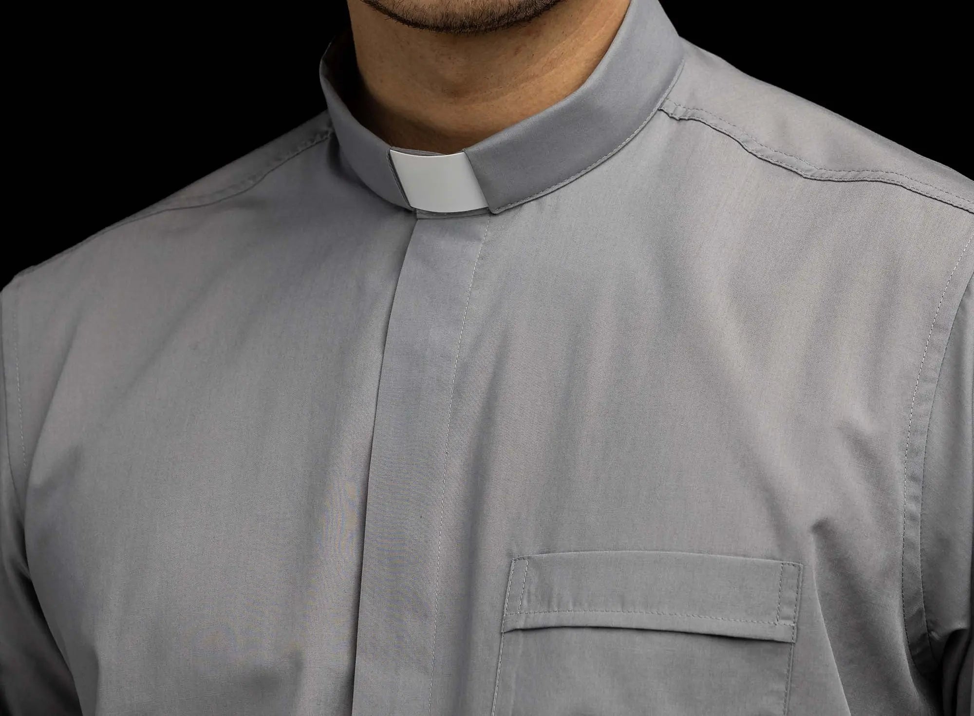 Clergy Shirt Light Gray Short Sleeve with Collar Tab