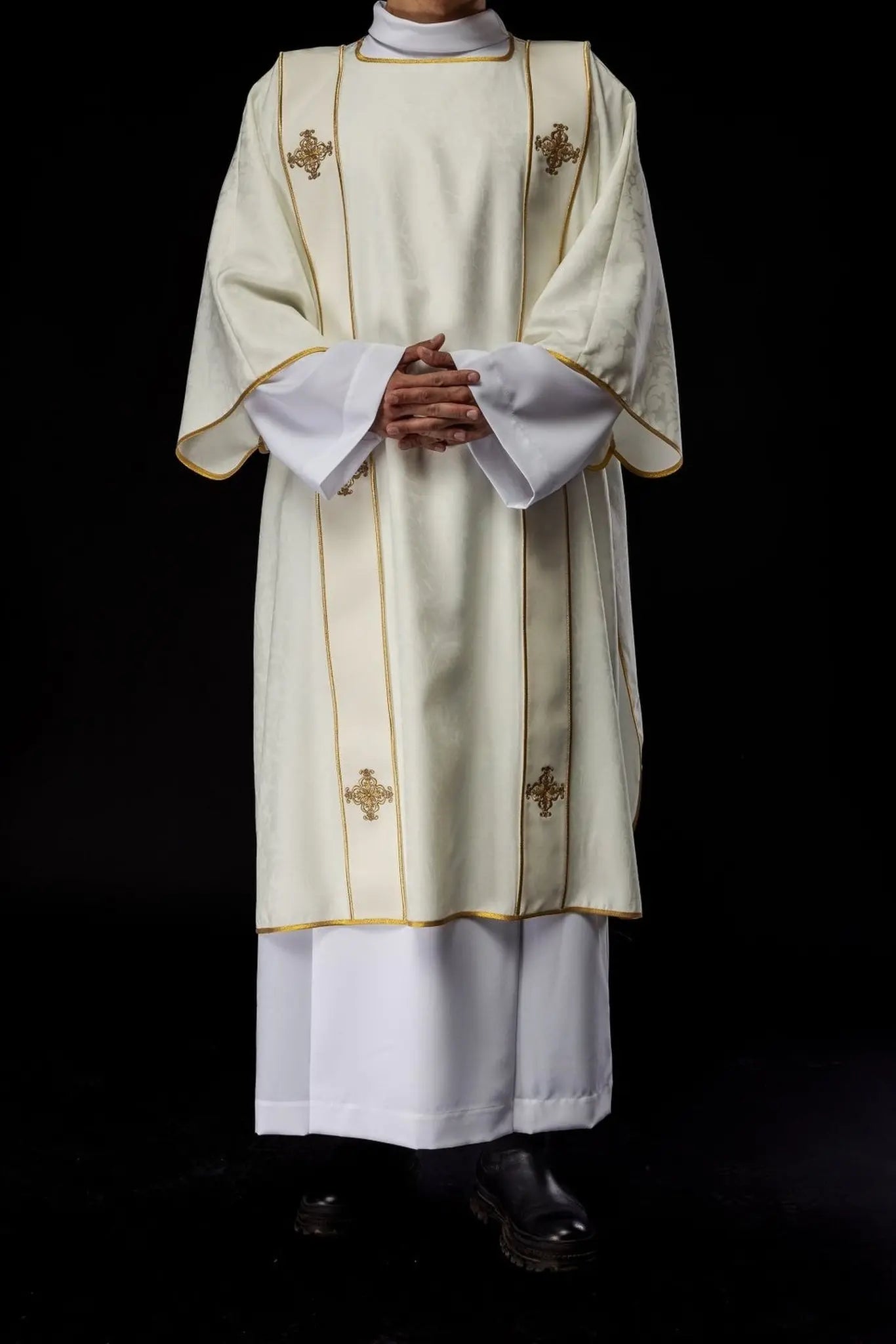 Dalmatics with Bands and Gold Embroidered Crosses on Ecru Jacquard