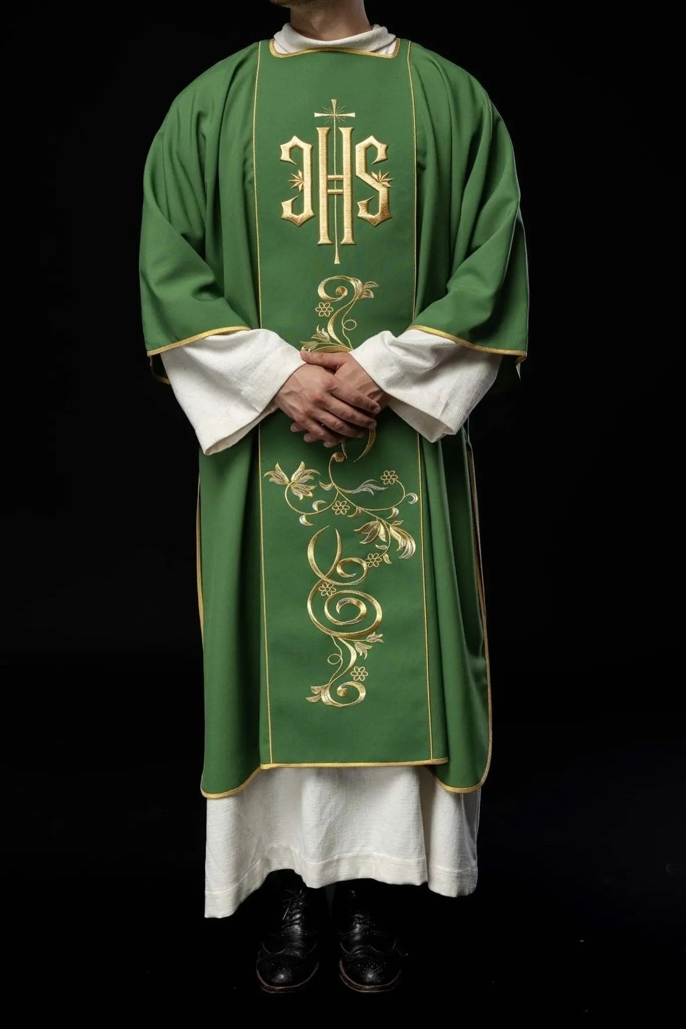 Green Dalmatic with Embroidered IHS Band