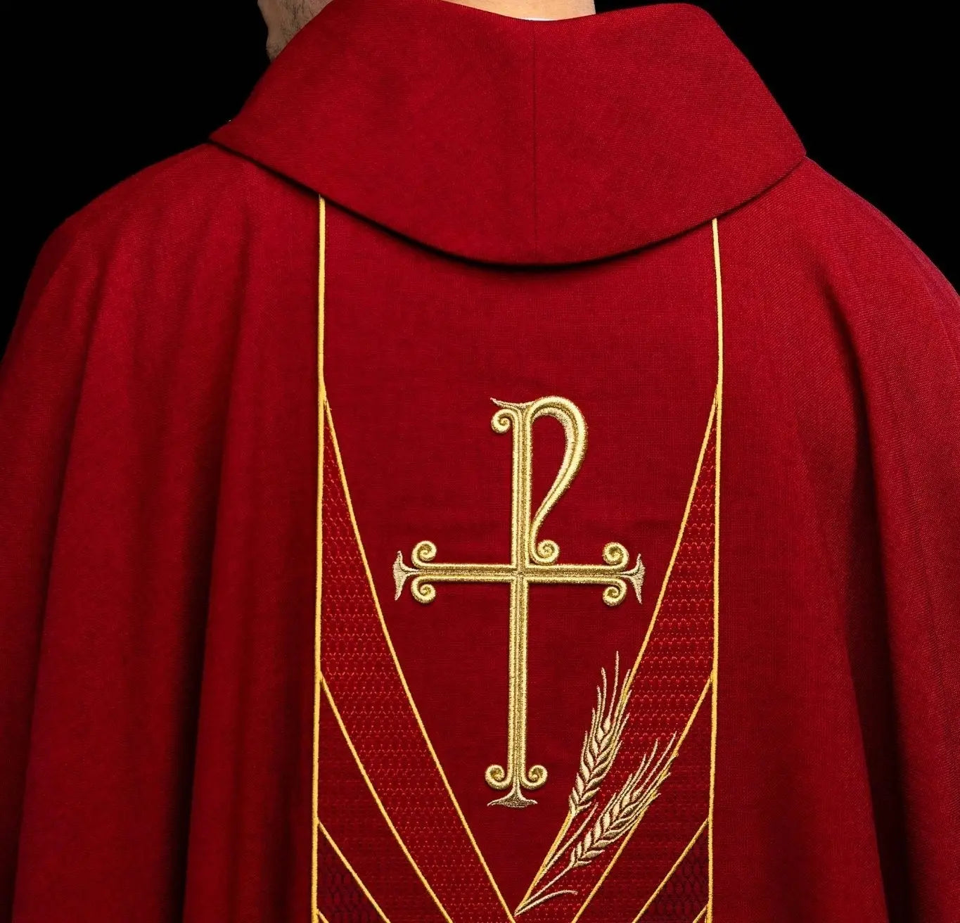 Red Chasuble with Embroidered PAX Band