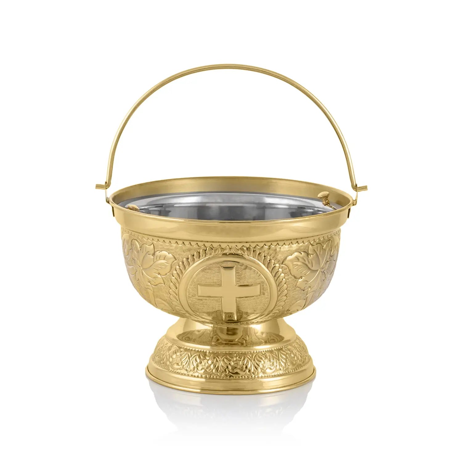 Brass Holy Water Bucket with Stainless Steel Insert