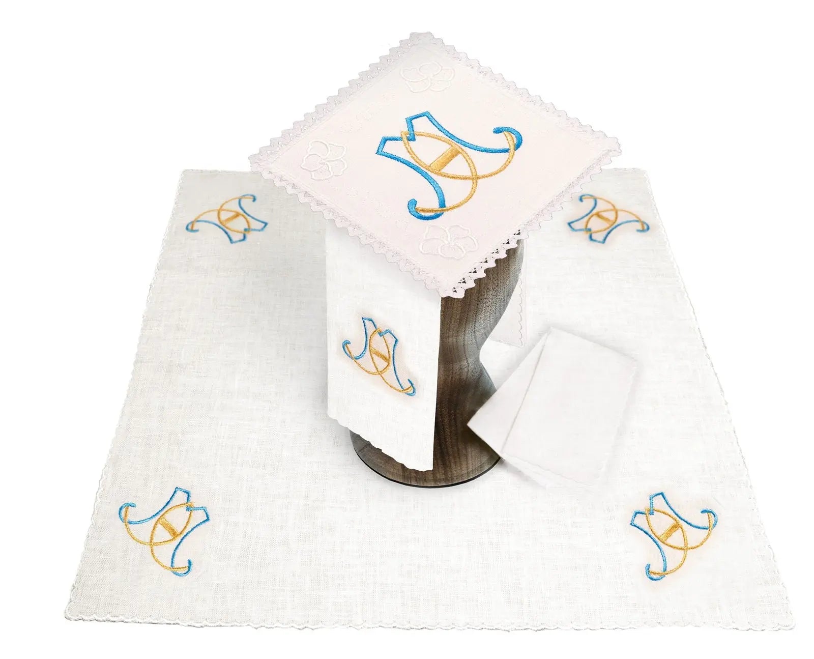 Linen chalice set with Marian Eucharistic embroidery