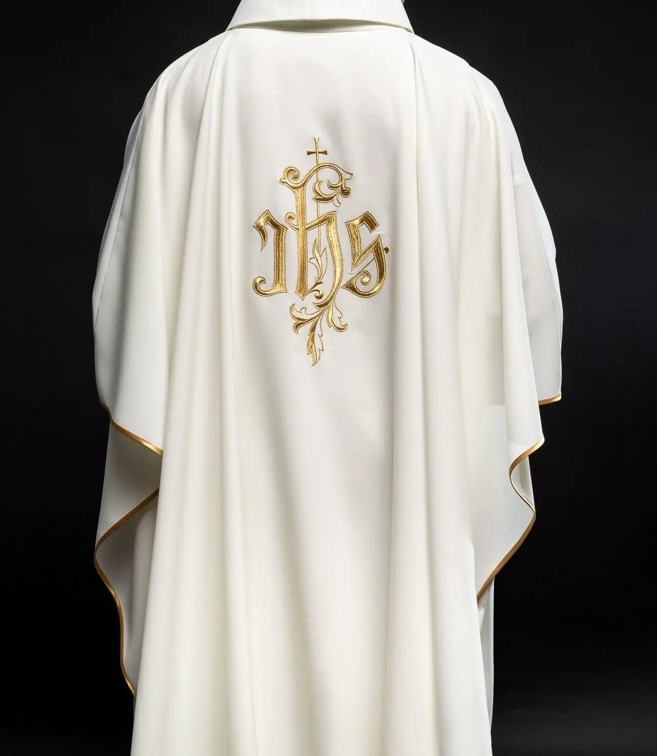 Cream chasuble with gold IHS embroidery