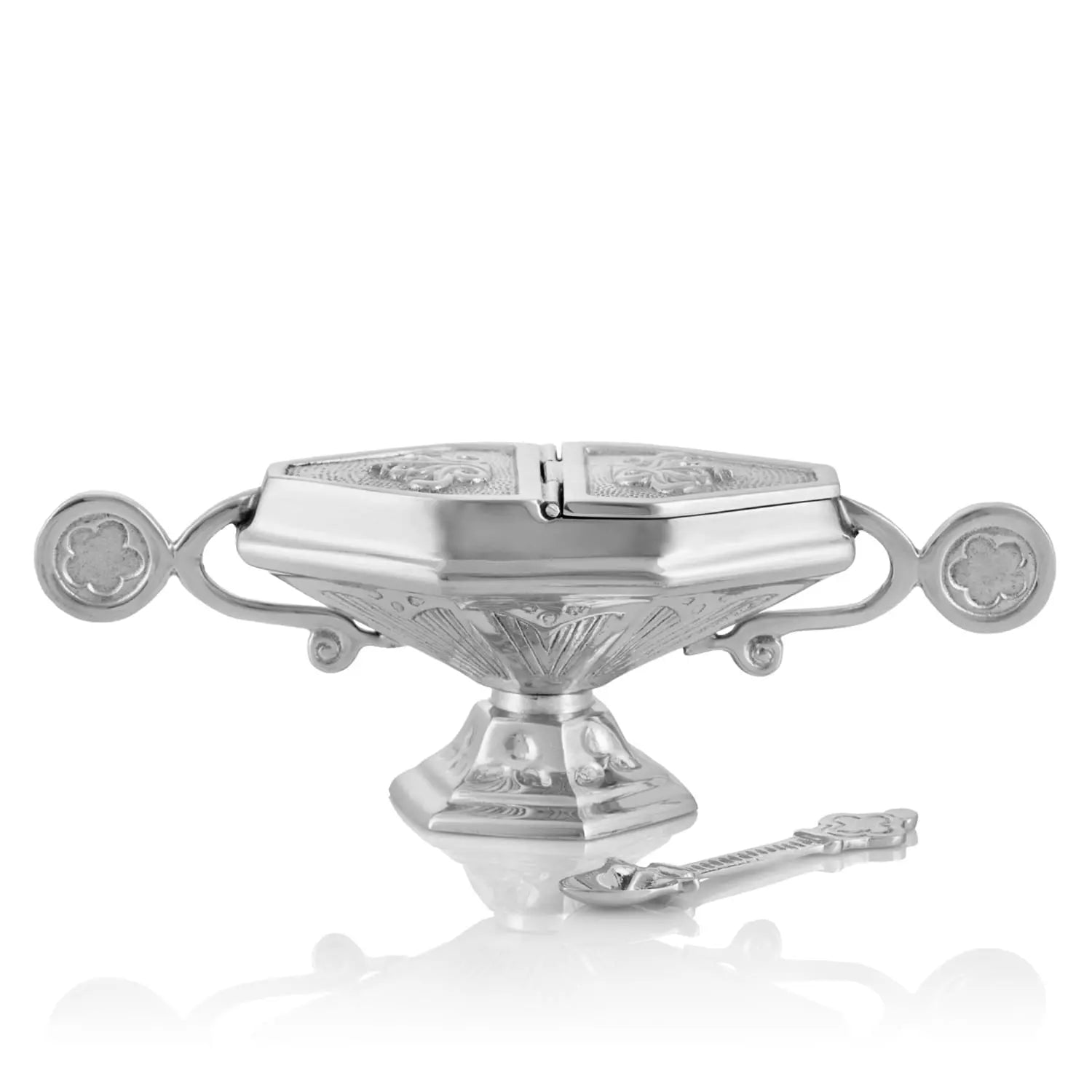 Nickel-Plated Brass Incense Boat with Spoon