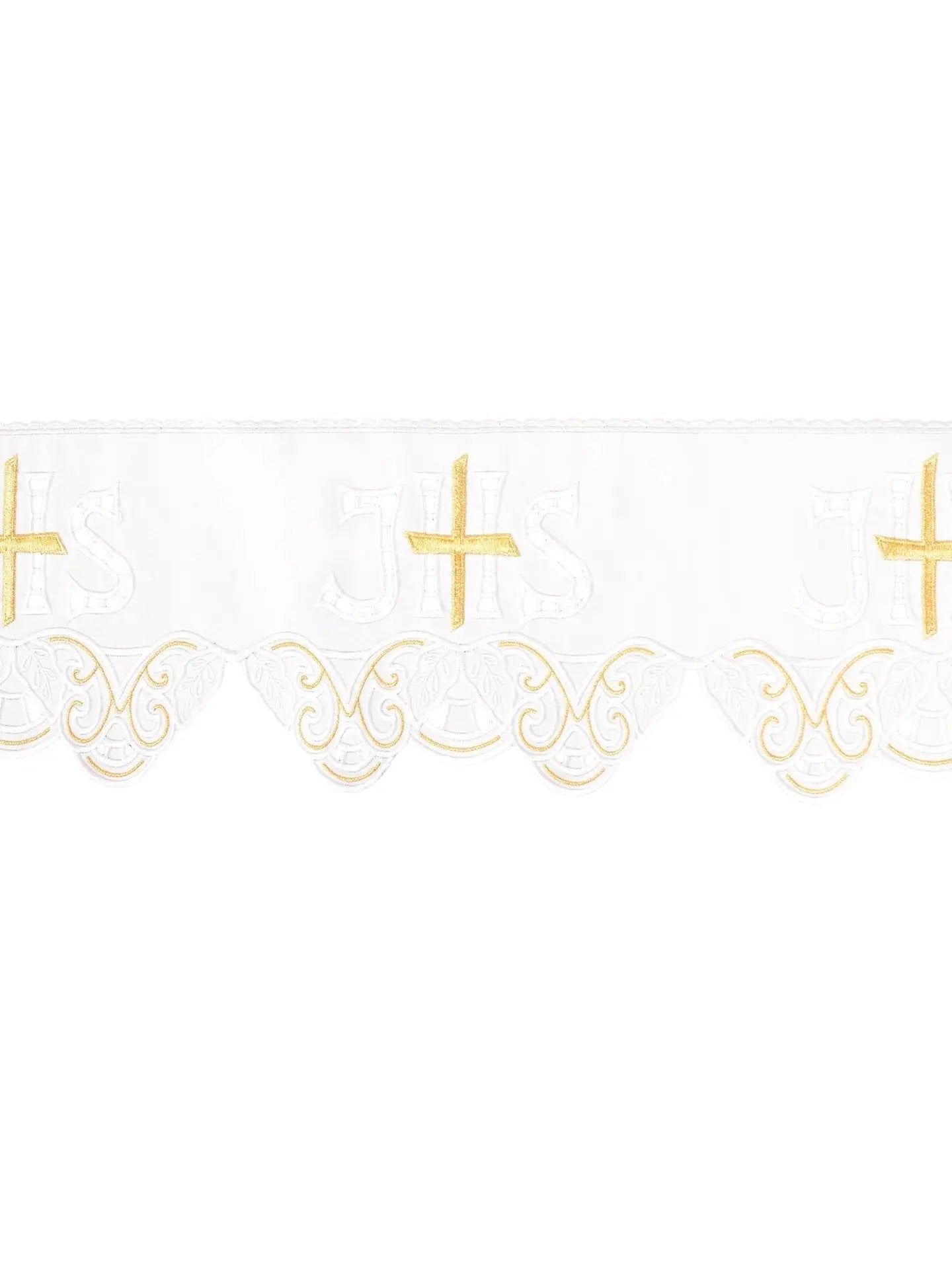 Metre with frontal embroidery IHS Cross White