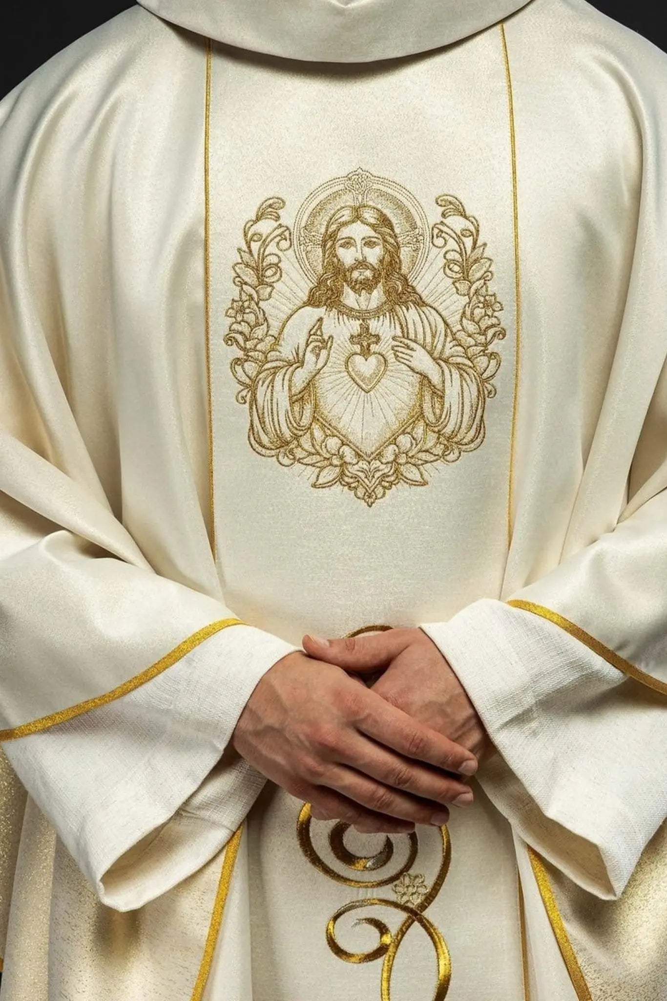 Ecru Chasuble with the Image of the Sacred Heart of Jesus