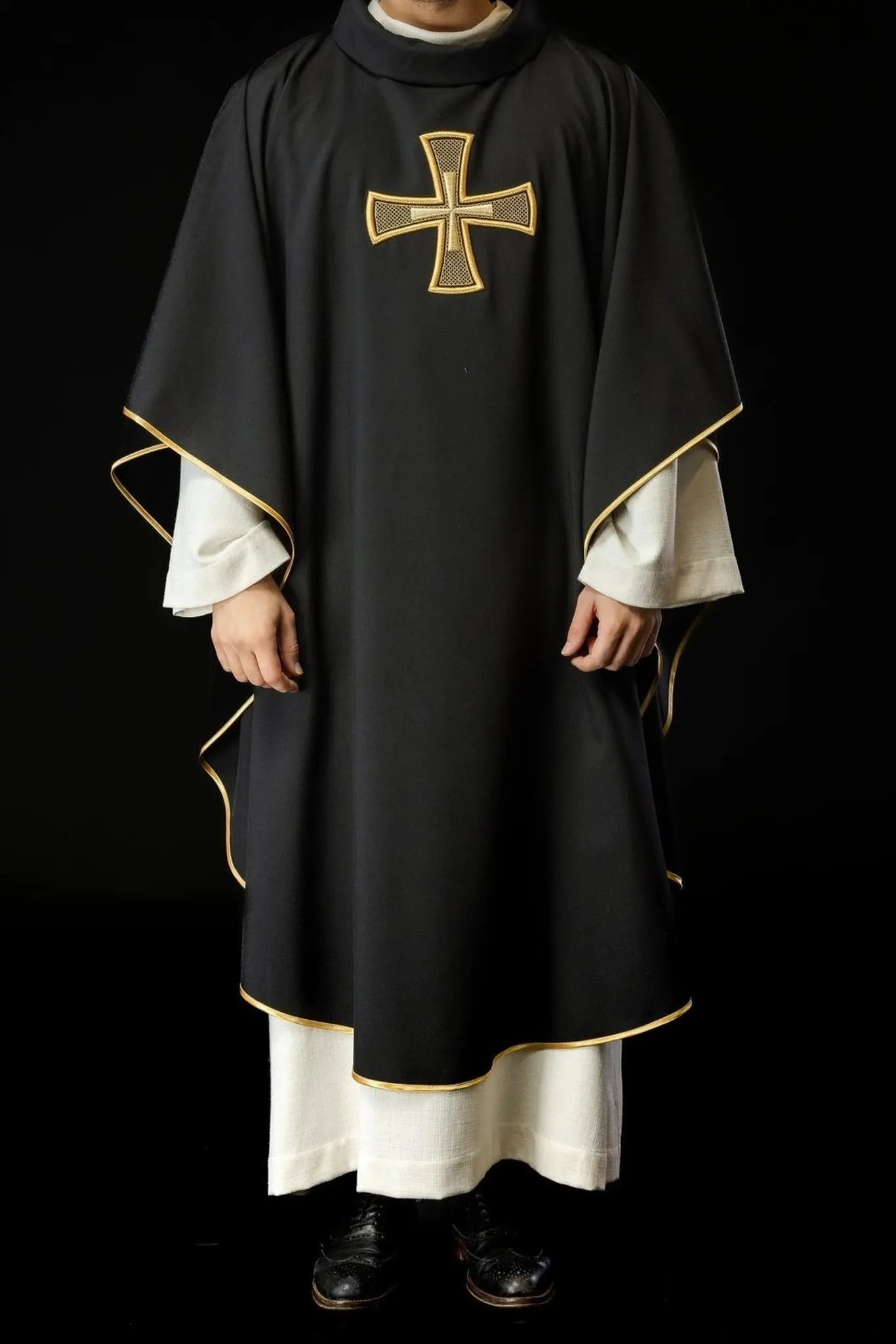 IHS embroidered chasuble Black
