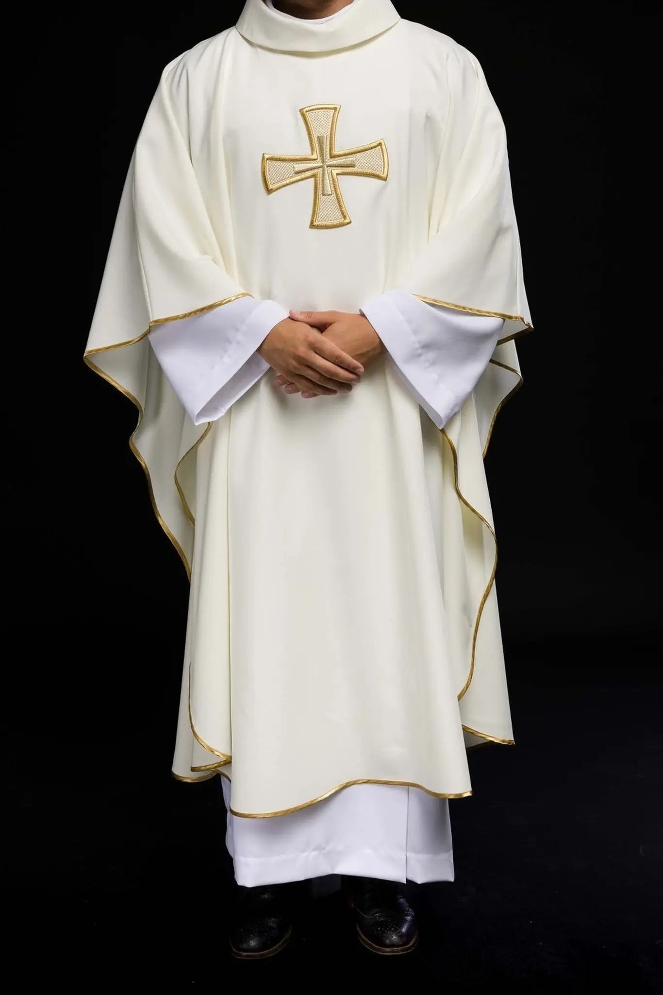 IHS ecru embroidered chasuble